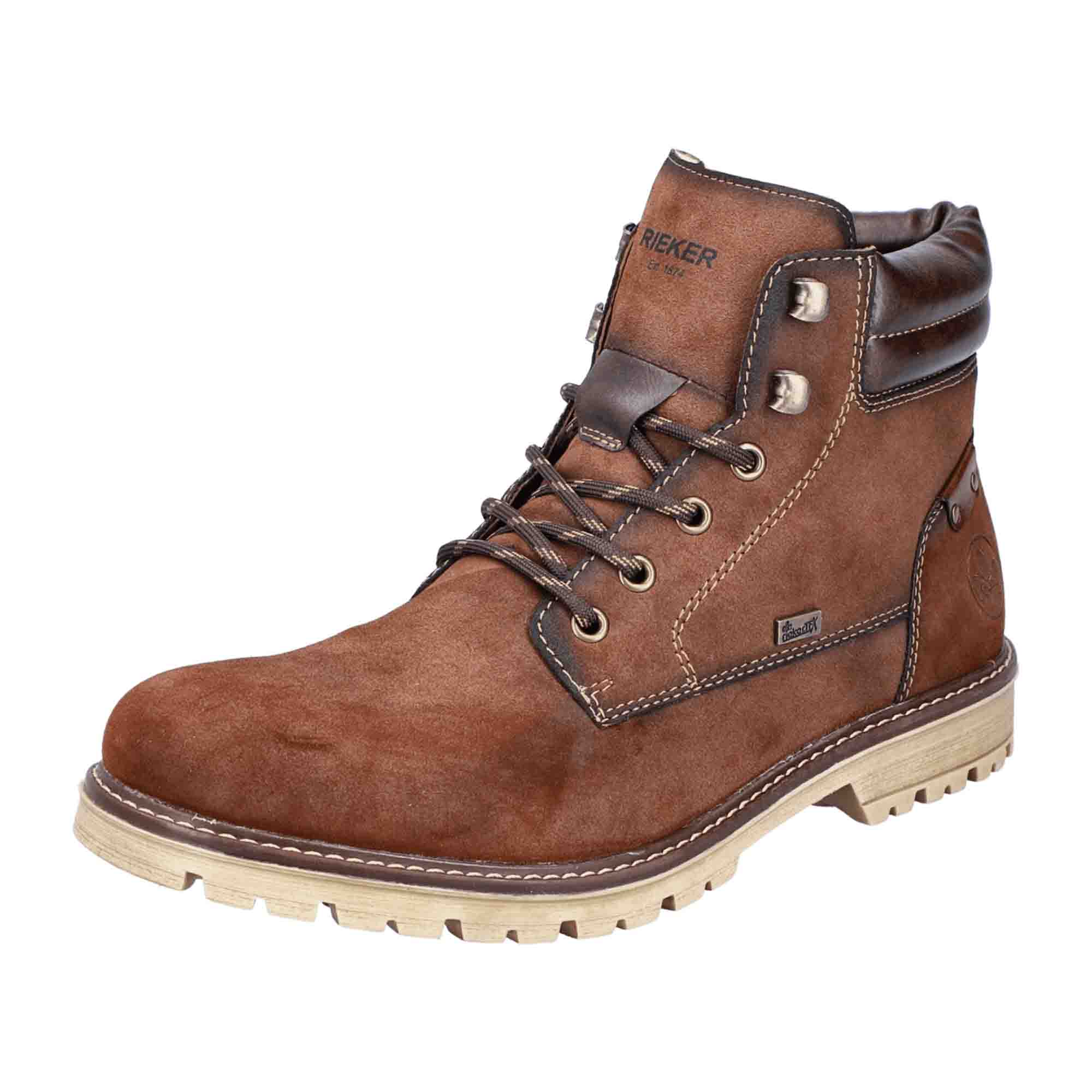 Rieker Men's Brown Ankle Boots with Zipper and Warm Lining
