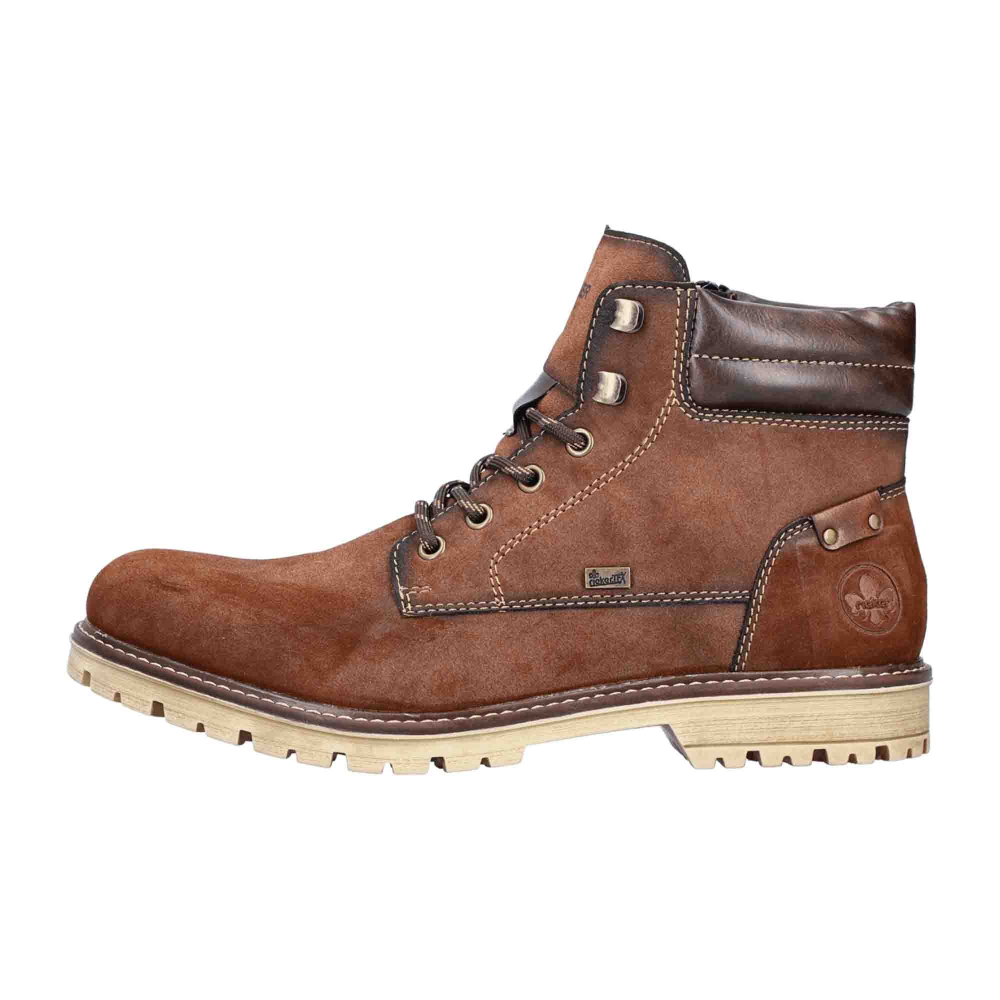 Rieker Men's Brown Ankle Boots with Zipper and Warm Lining