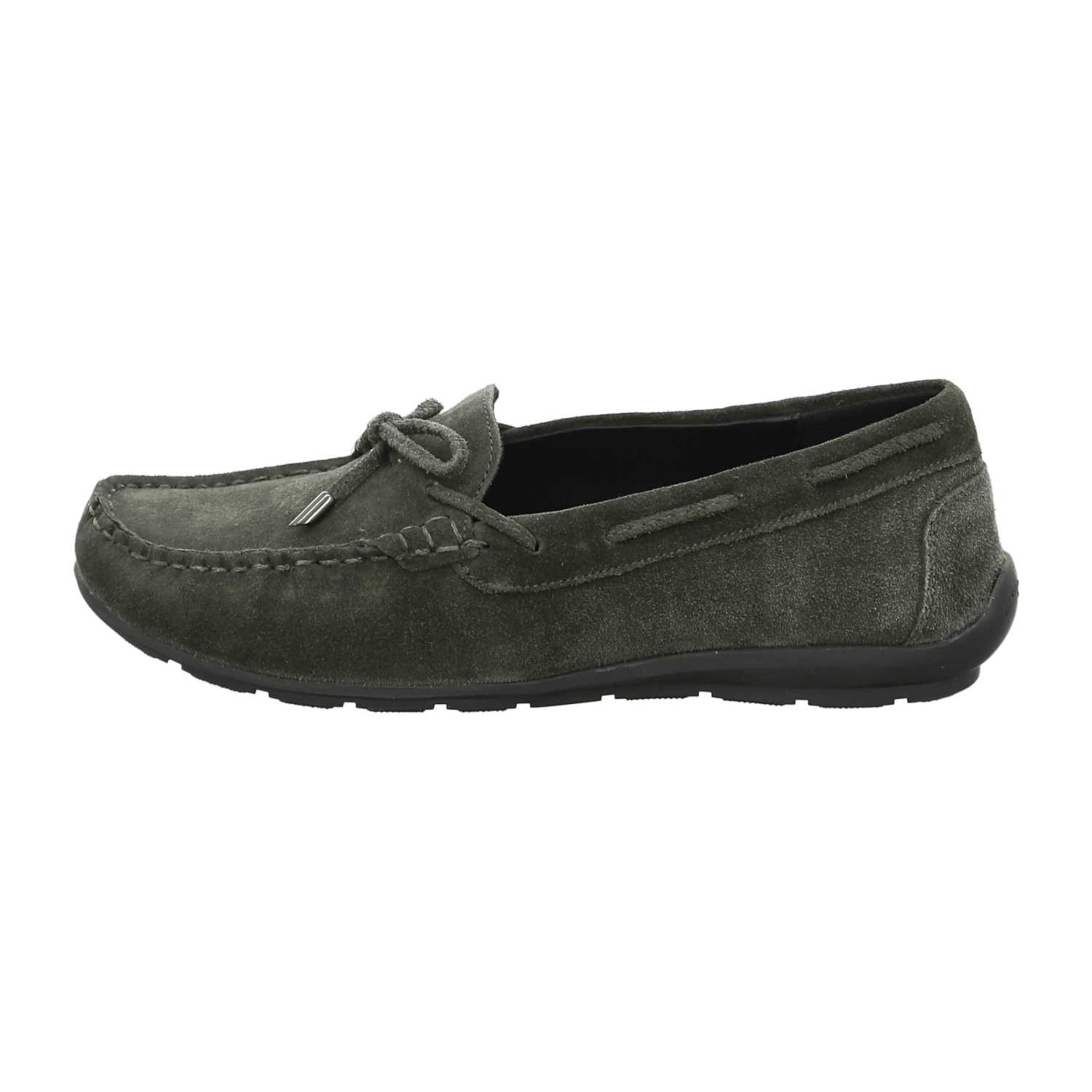 ARA ALABAMA Women's Velour Leather Moccasin in Green with Leather Lining and Rubber Sole - Slip-On