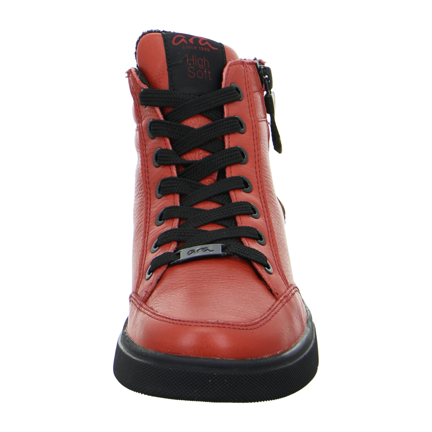 ARA ROM Women's Sneakers in Red Smooth Leather with Lace-Up Closure and Round Toe