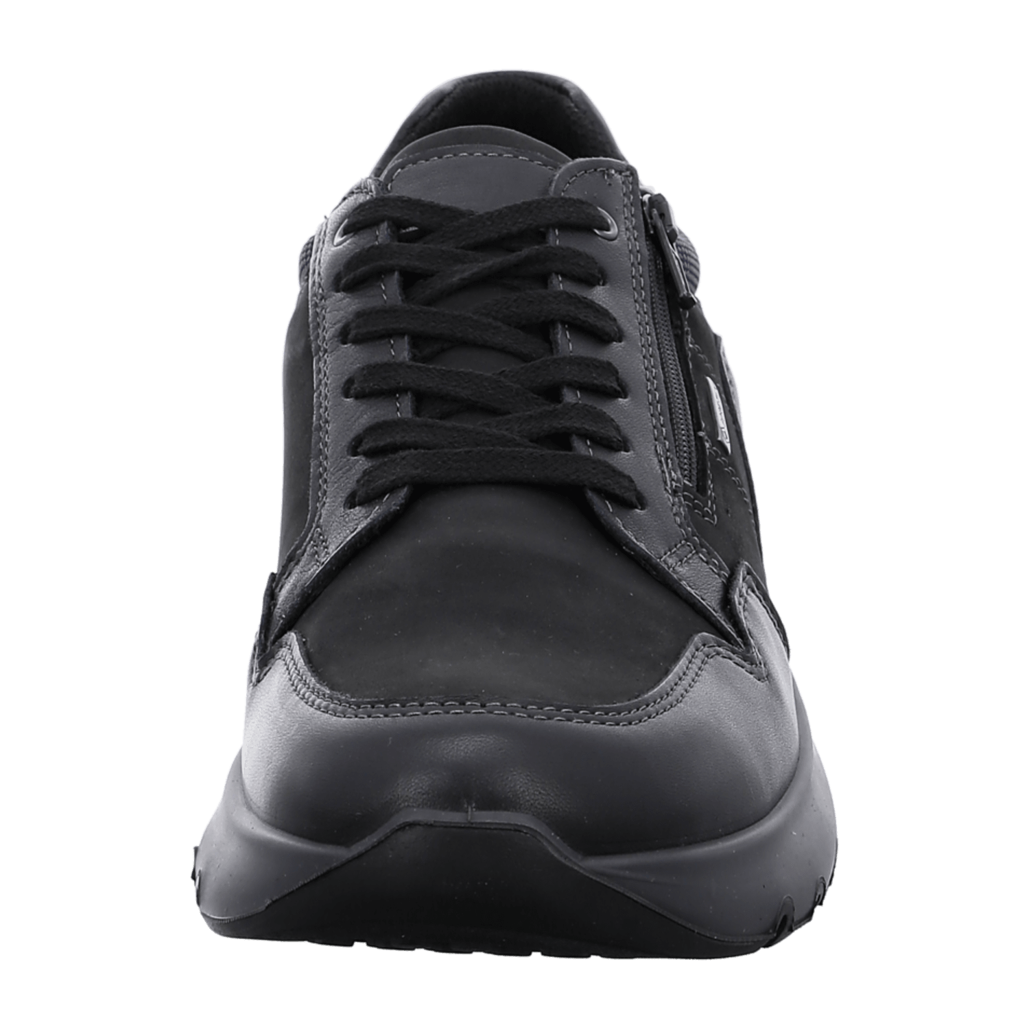 ARA Men's Sneakers Sporty Lace-Up Shoes in Smooth Leather Black