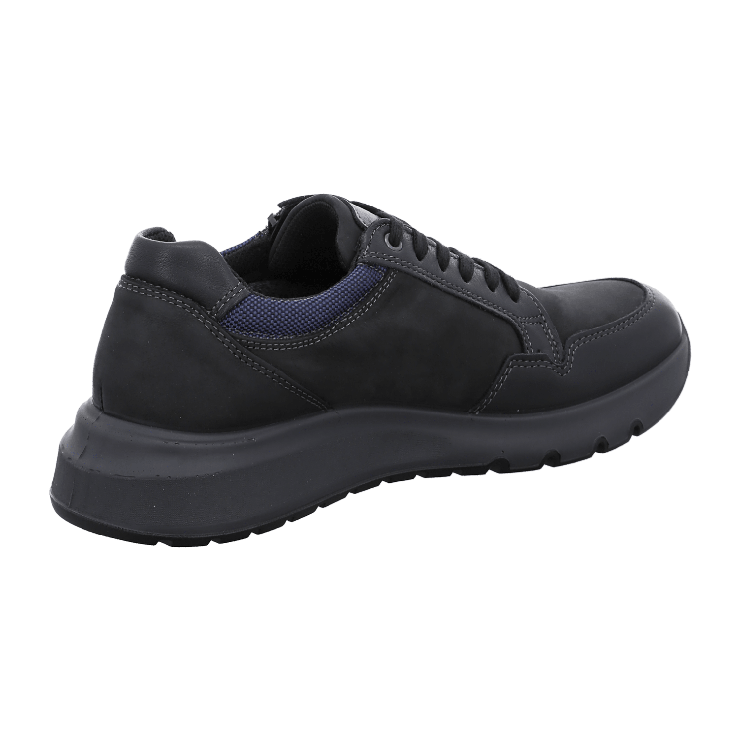 ARA Men's Sneakers Sporty Lace-Up Shoes in Smooth Leather Black