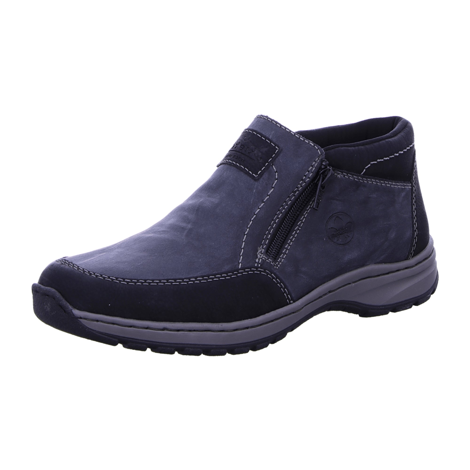 Rieker Grey Ankle Boots with Warm Lining and Zip Closure for Fall Winter