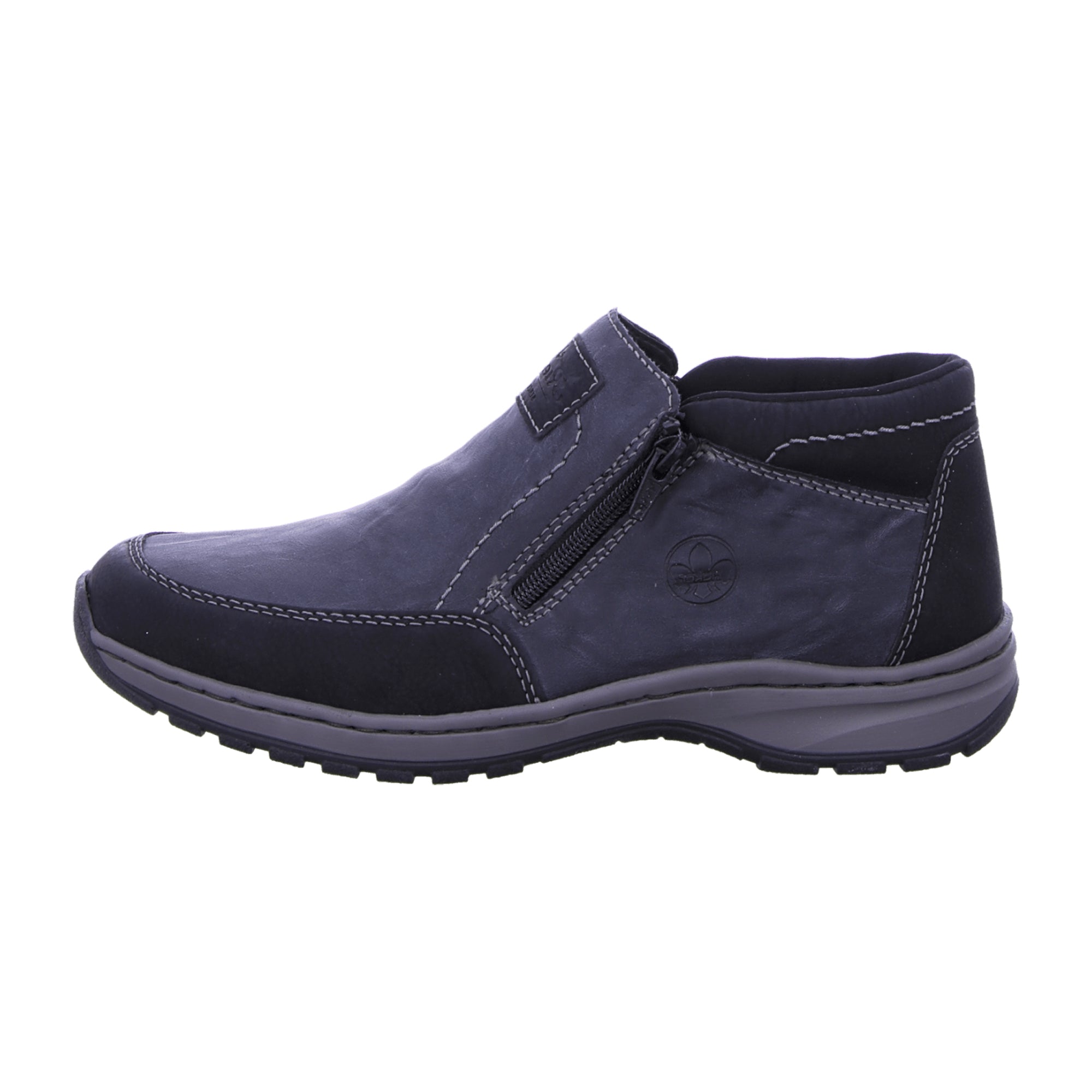 Rieker Grey Ankle Boots with Warm Lining and Zip Closure for Fall Winter