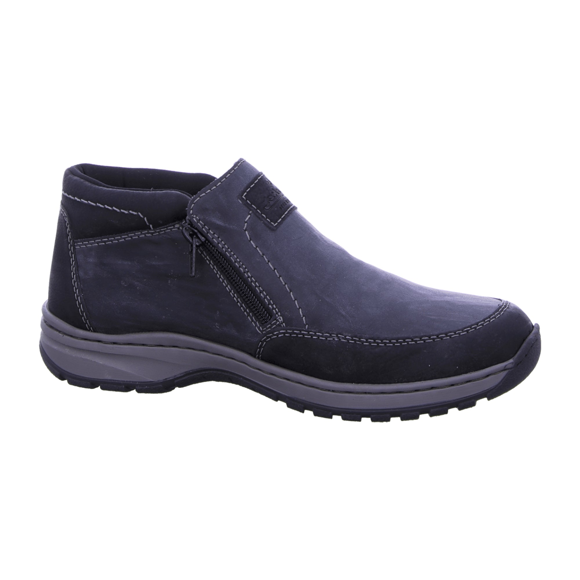 Rieker Grey Ankle Boots with Warm Lining and Zip Closure for Fall Winter