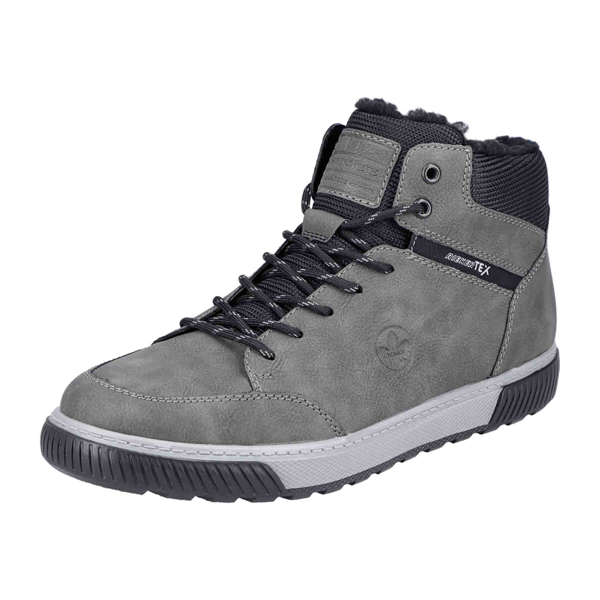 Rieker Tex Men's Gray Boots with Warm Lining and Rubber Sole for Fall/Winter