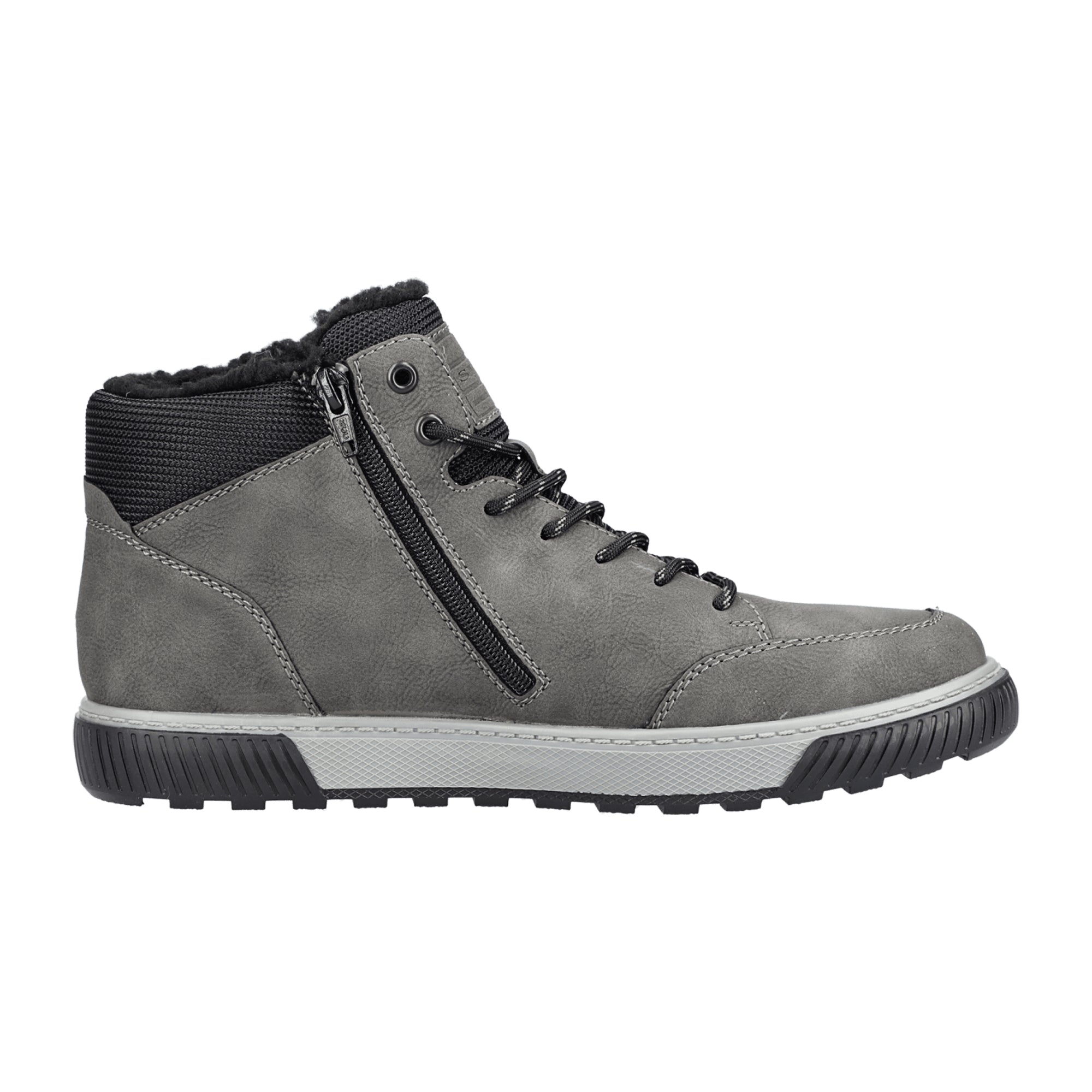 Rieker Tex Men's Gray Boots with Warm Lining and Rubber Sole for Fall/Winter