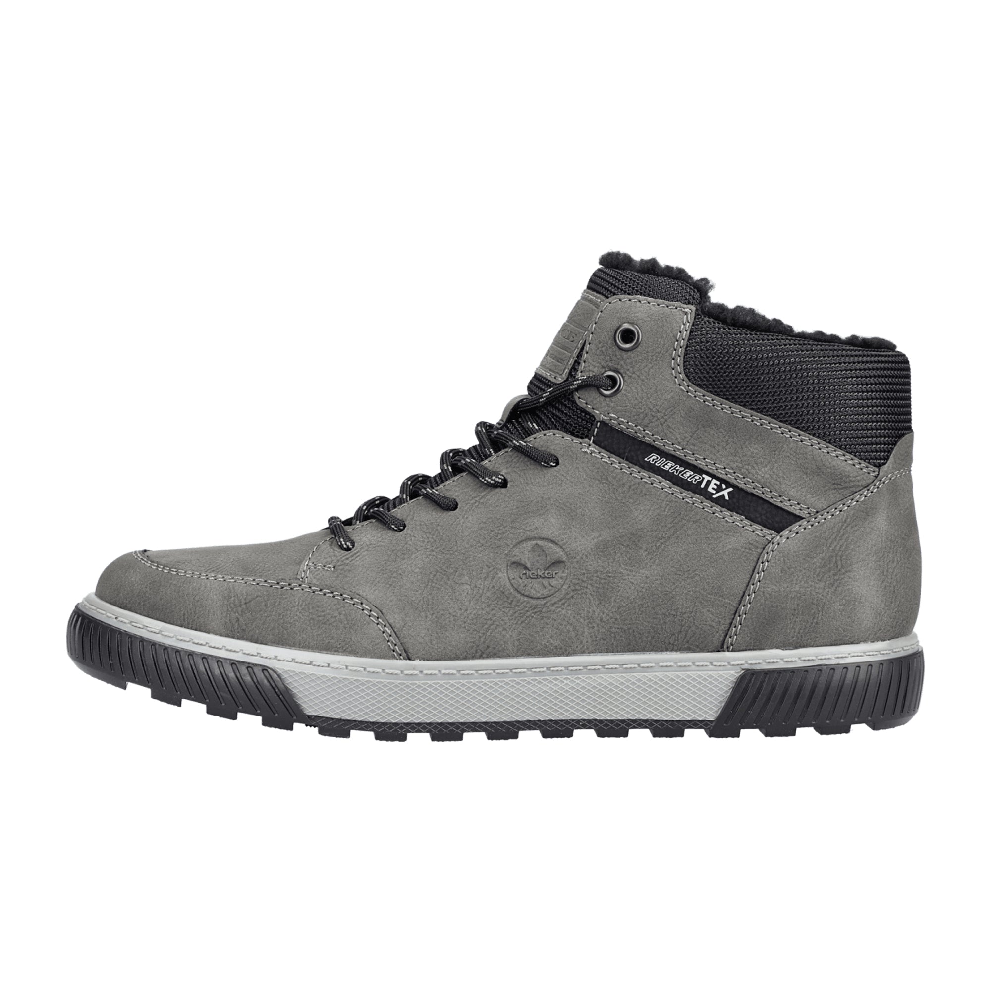 Rieker Tex Men's Gray Boots with Warm Lining and Rubber Sole for Fall/Winter