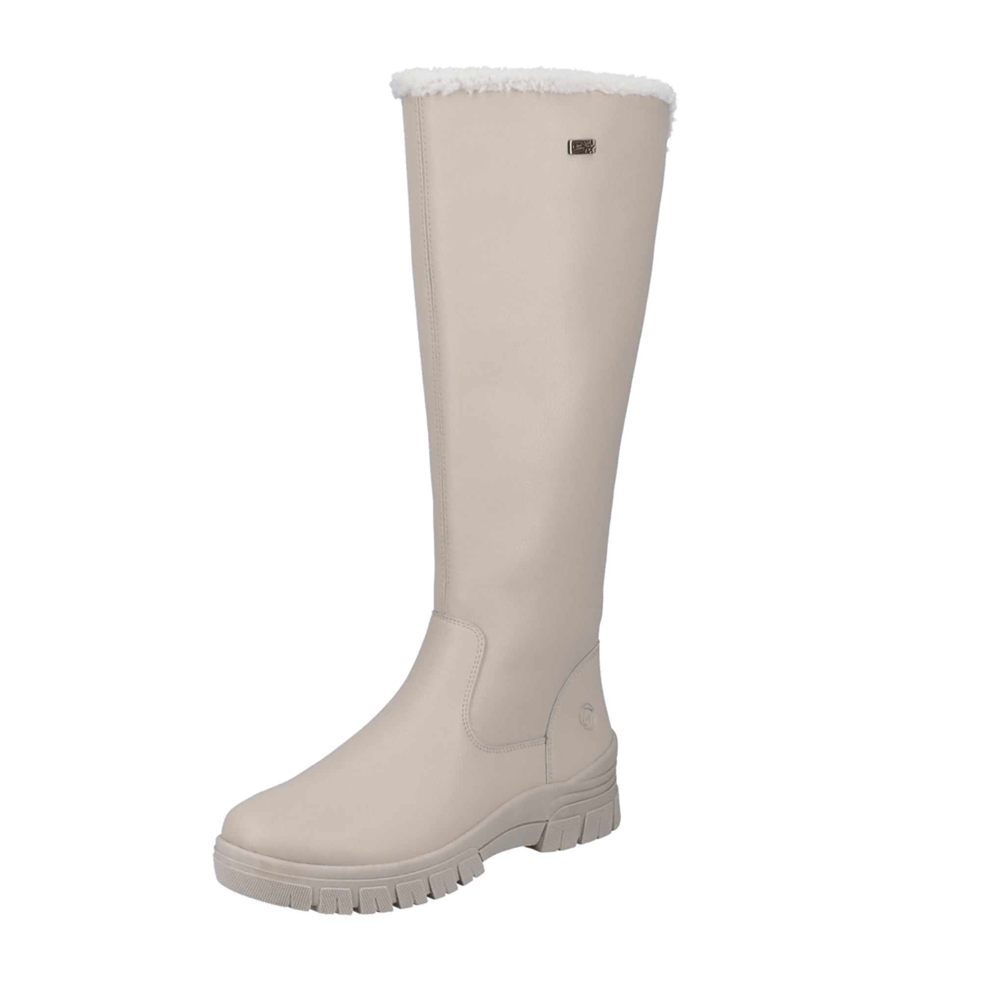 Remonte Comfortable Women's Boots Beige Leather with Warm Lining and Zipper