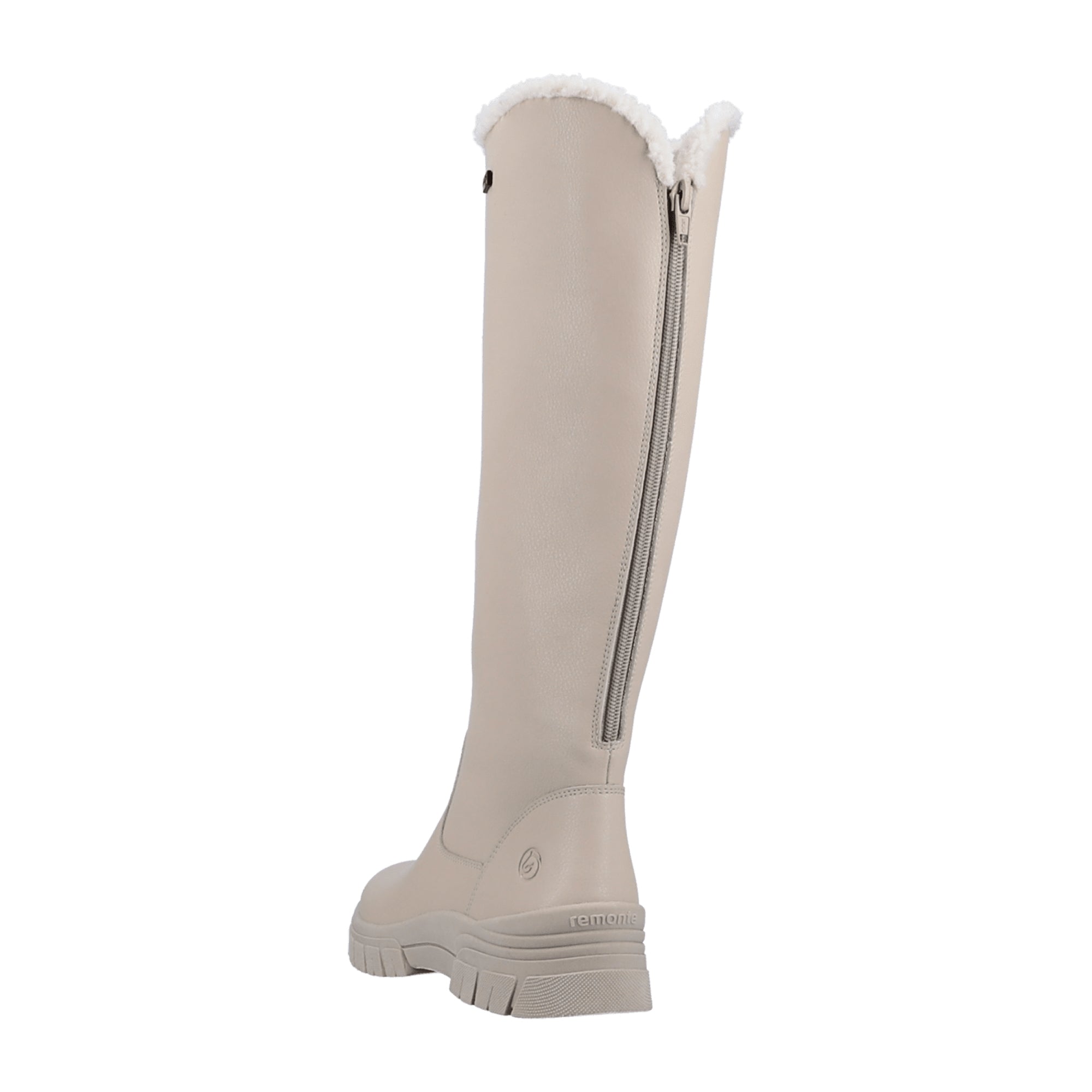 Remonte Comfortable Women's Boots Beige Leather with Warm Lining and Zipper