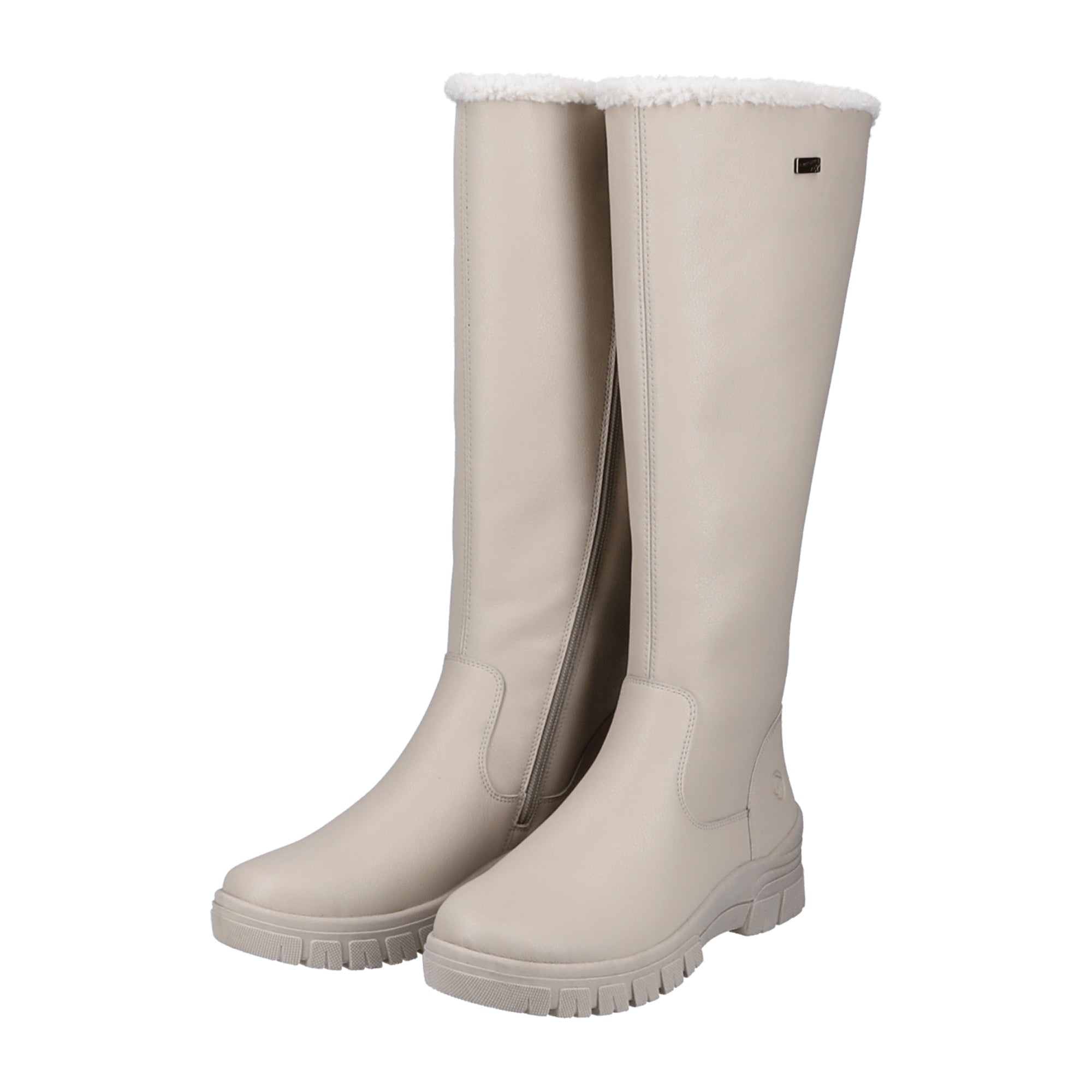 Remonte Comfortable Women's Boots Beige Leather with Warm Lining and Zipper