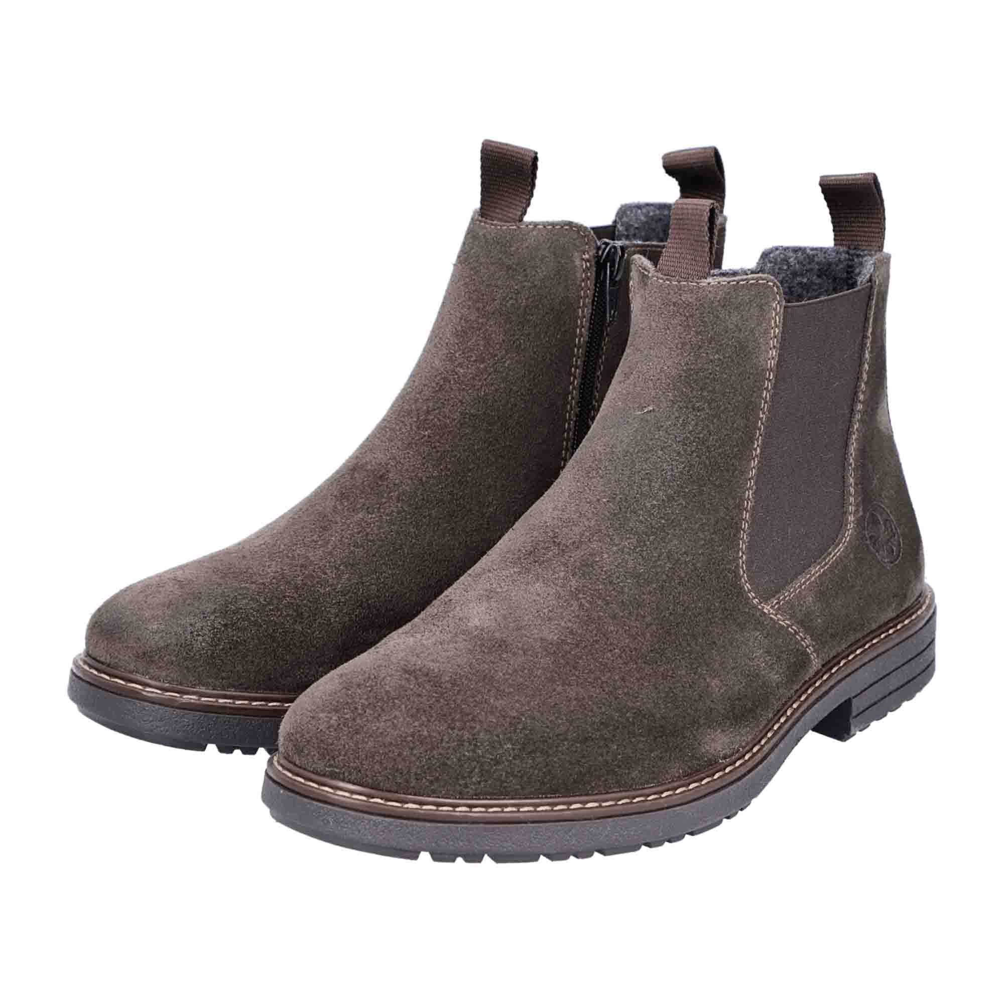Rieker Men's Brown Chelsea Boots with Zipper and Elastic Insert Comfortable Design