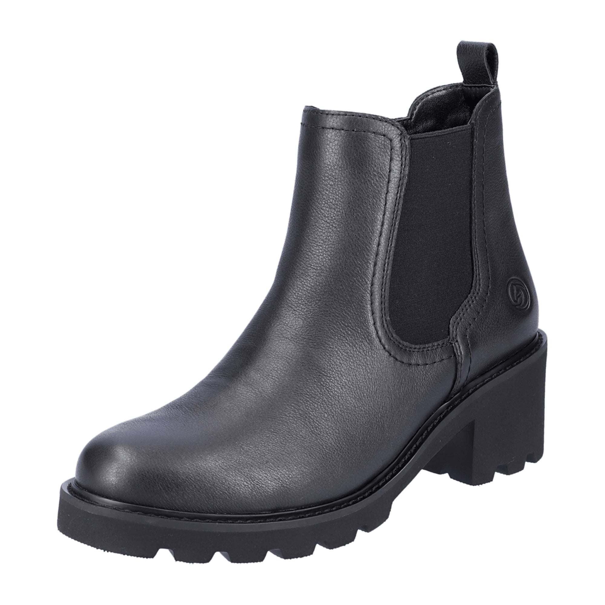 Remonte Women's Black Chelsea Boots Leather Block Heel Comfortable Lining