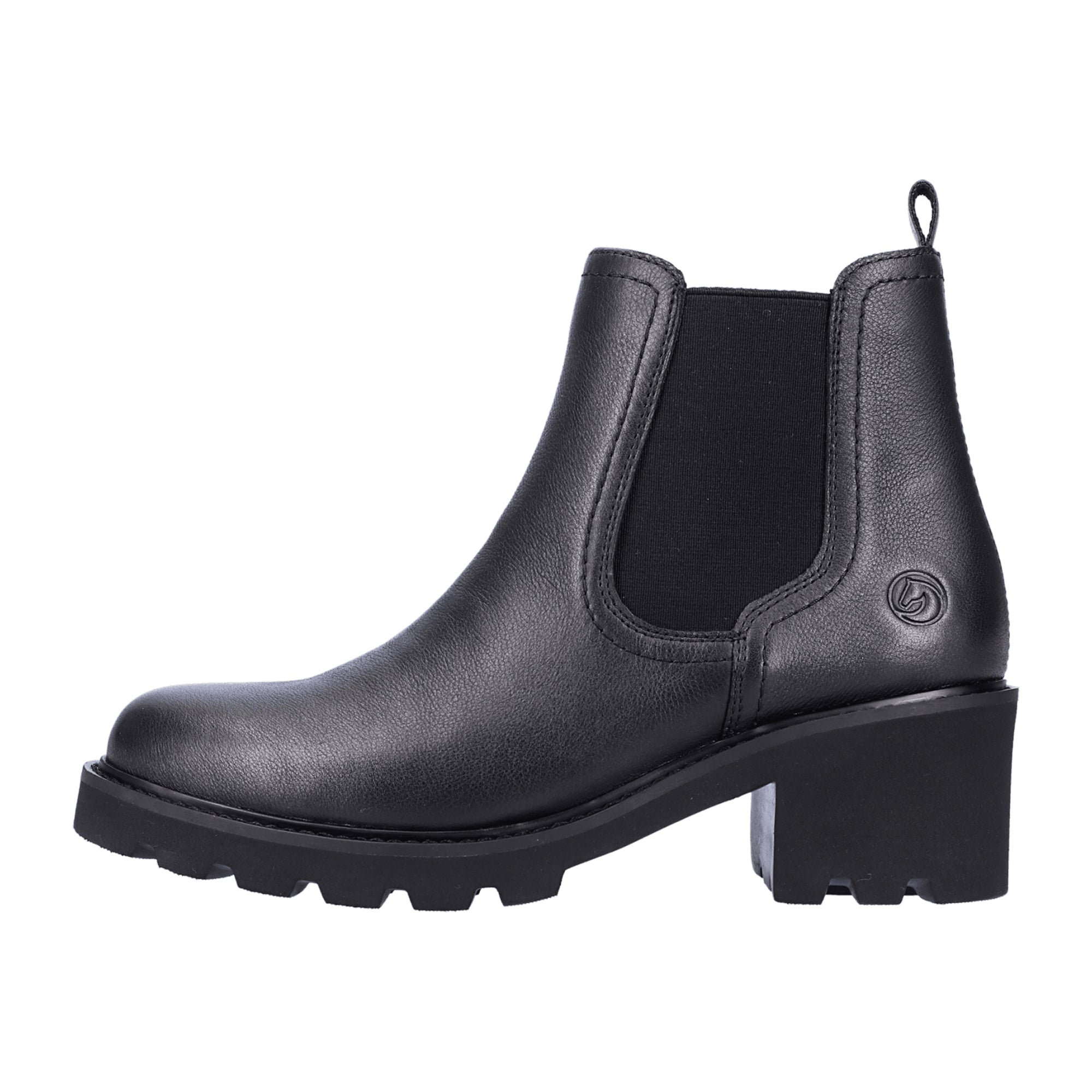 Remonte Women's Black Chelsea Boots Leather Block Heel Comfortable Lining