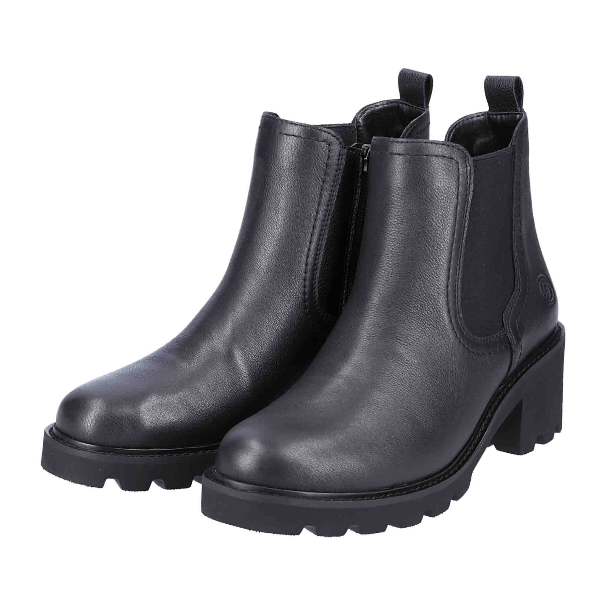 Remonte Women's Black Chelsea Boots Leather Block Heel Comfortable Lining