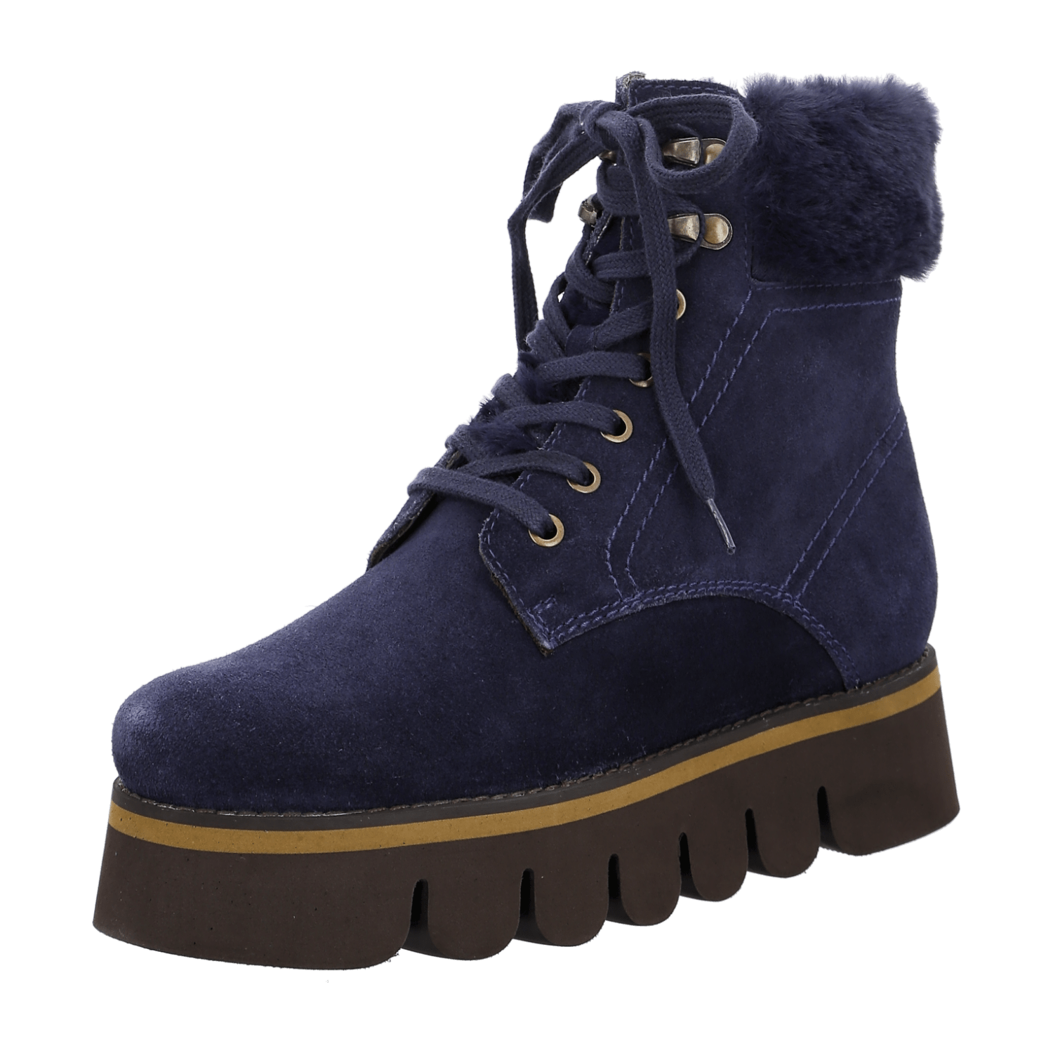 ARA Vigonza Women's Velour Leather Ankle Boots in Blue - Winter Pull-On Boots with Leather Lining