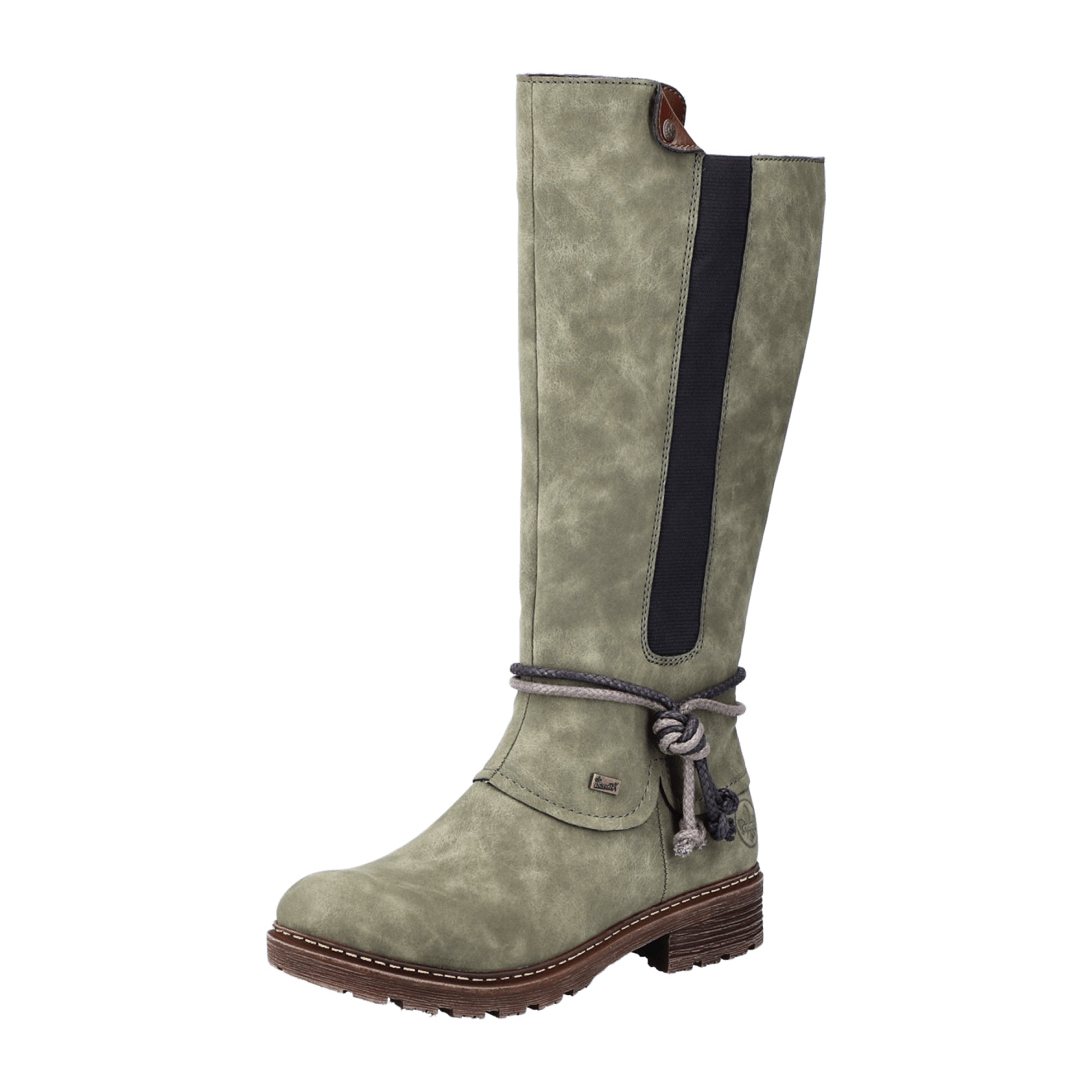 Rieker Women's Green Long Shaft Boots with Warm Lining and Side Zipper