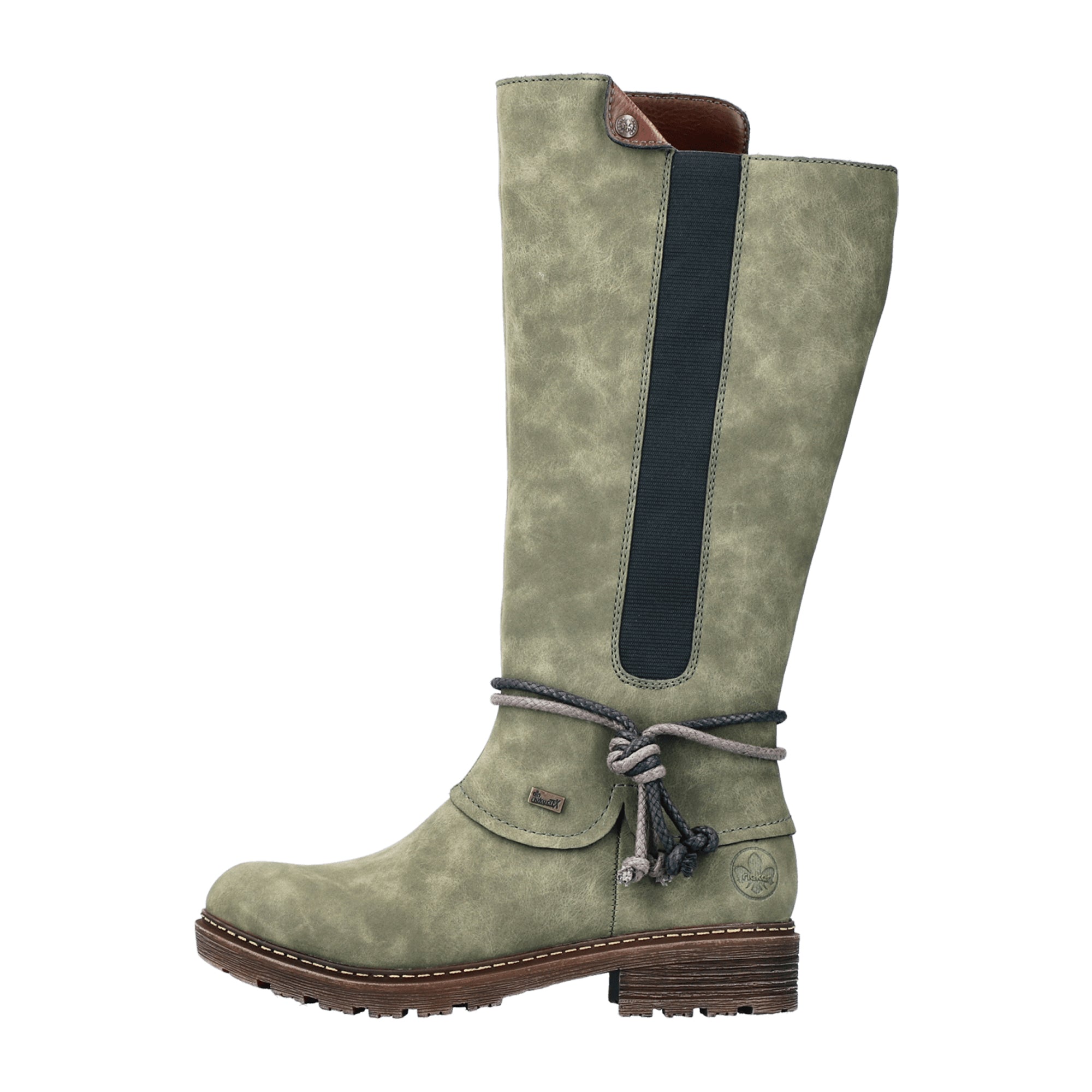Rieker Women's Green Long Shaft Boots with Warm Lining and Side Zipper