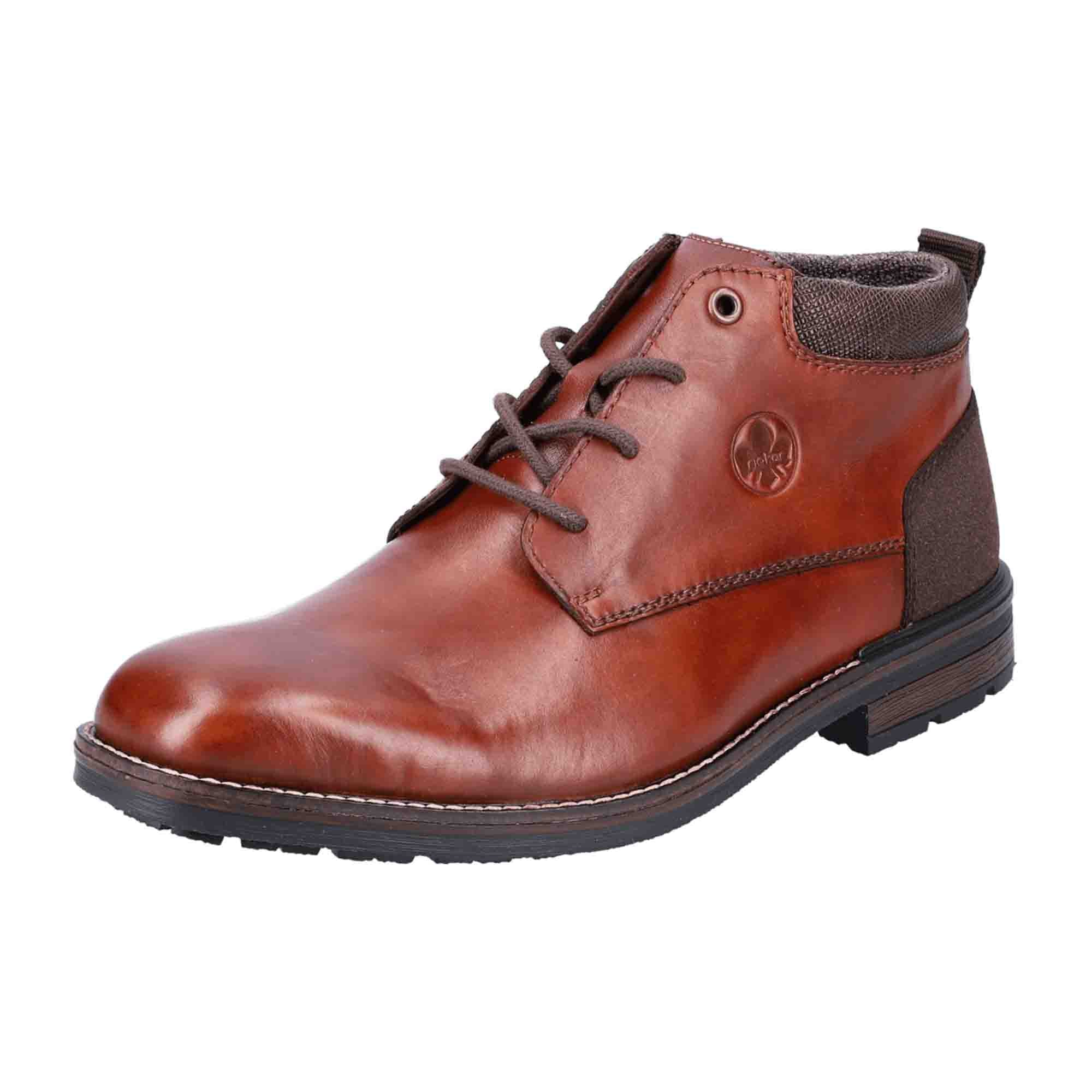 Rieker Men's Brown Leather Boots with Lace-Up and Comfortable Fit