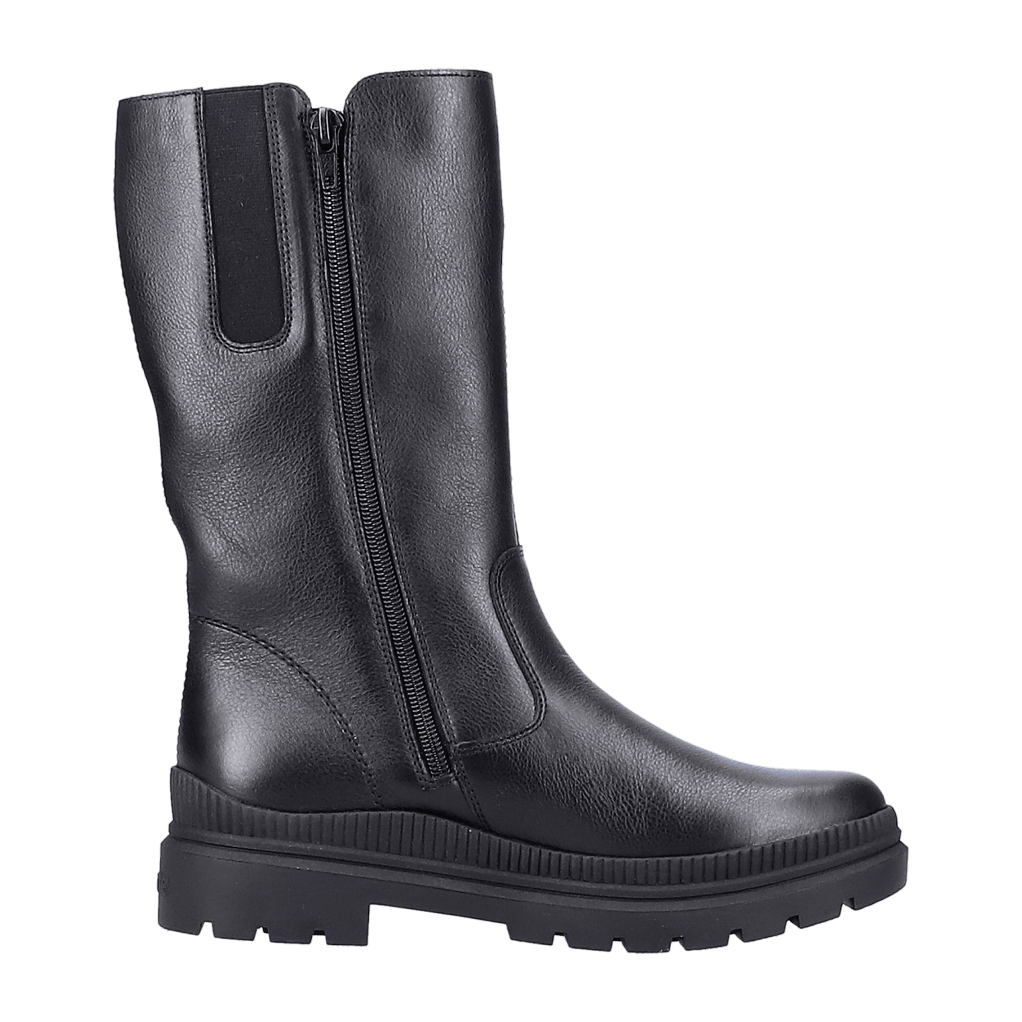Remonte Women's Black Leather Boots Waterproof Warm Lined Easy Zip Winter