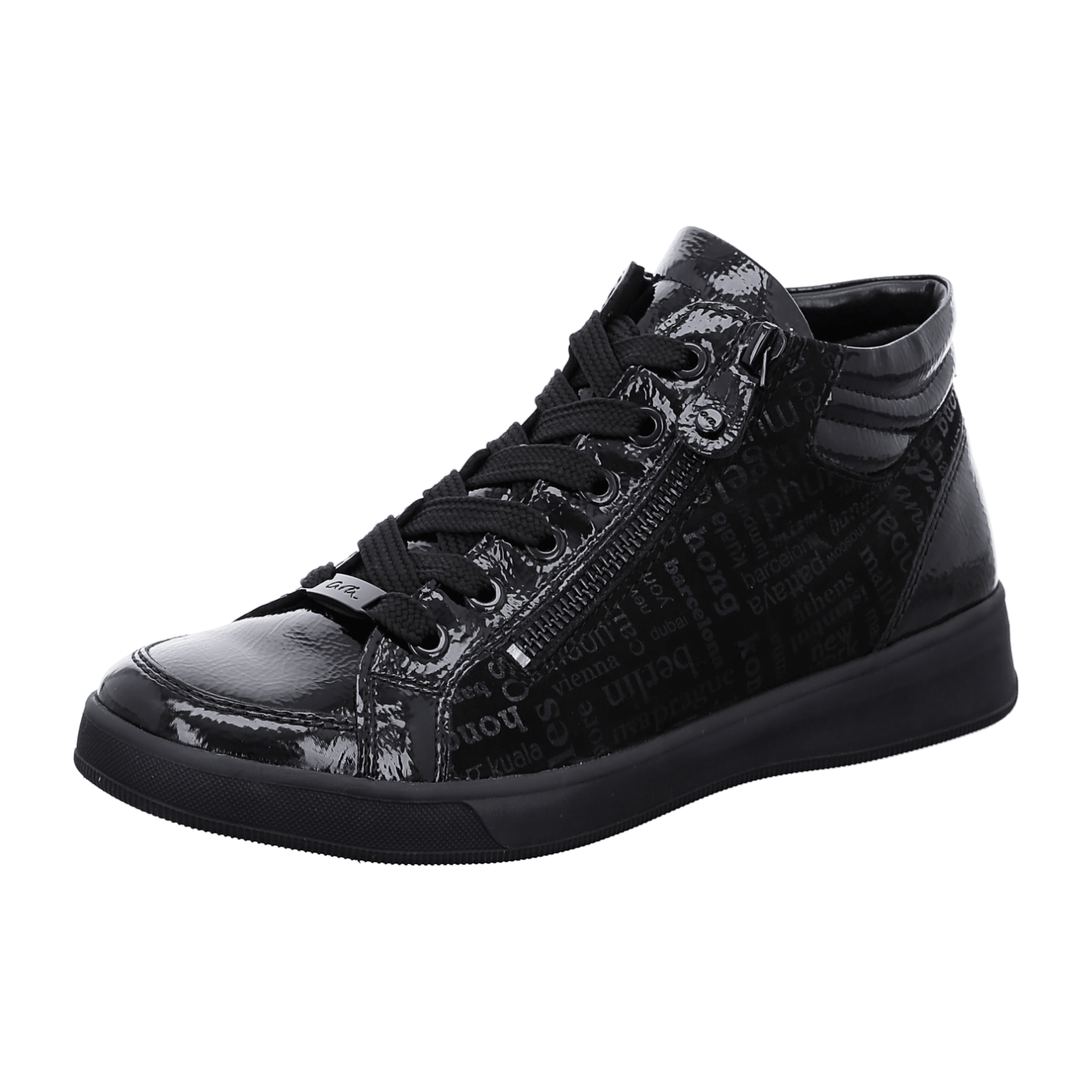 ARA ROM Women's Smooth Leather Lace-Up Sneakers in Black