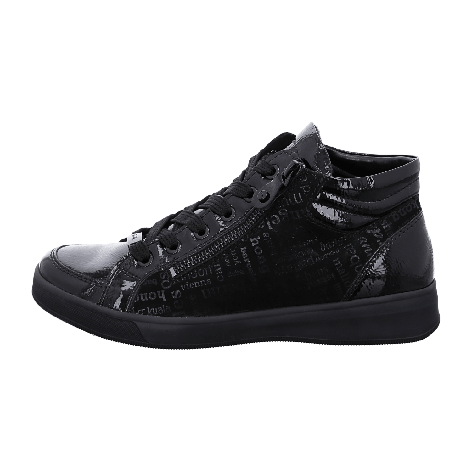 ARA ROM Women's Smooth Leather Lace-Up Sneakers in Black