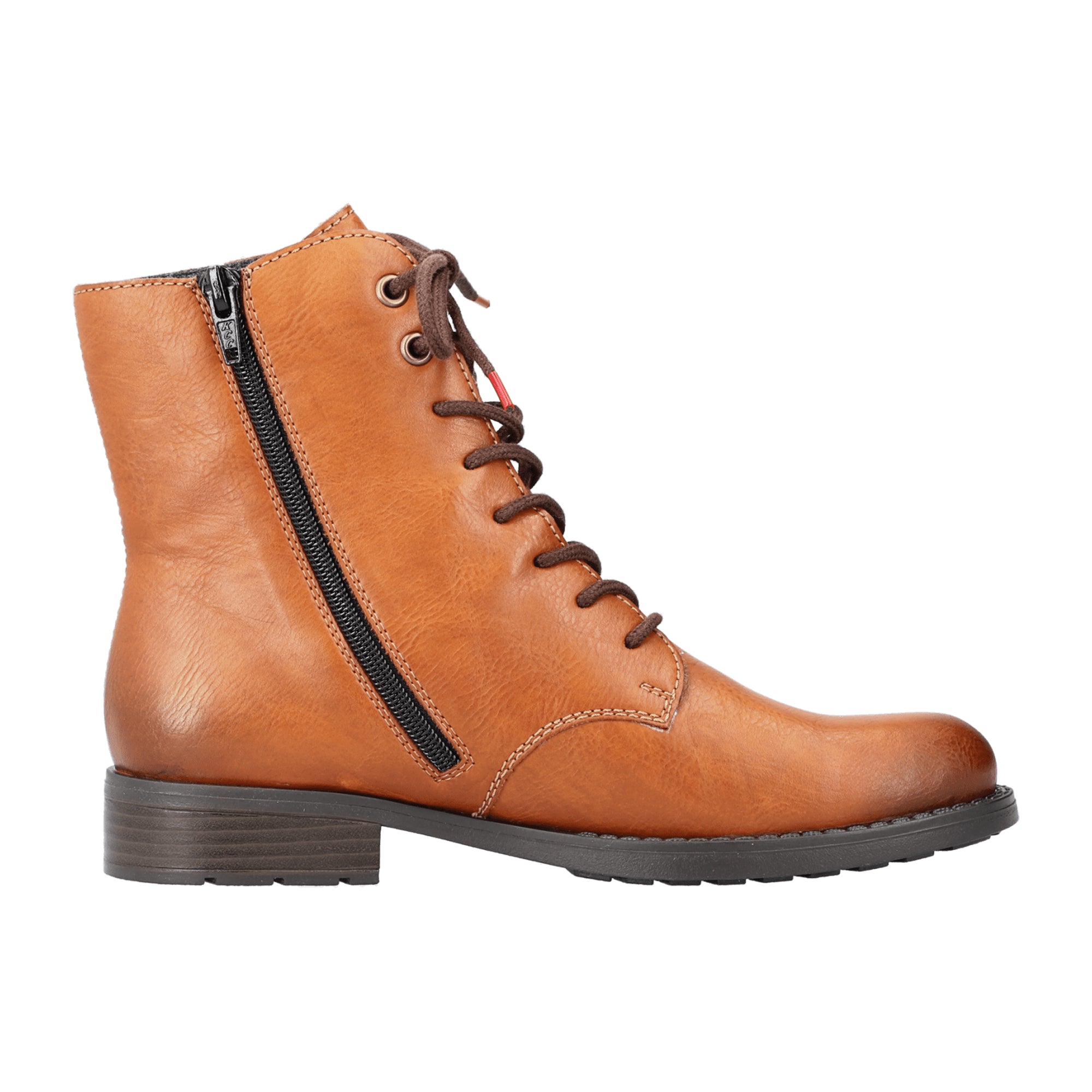 Rieker Women's Brown Lace-Up Ankle Boots with Zipper and Cushioned Sole