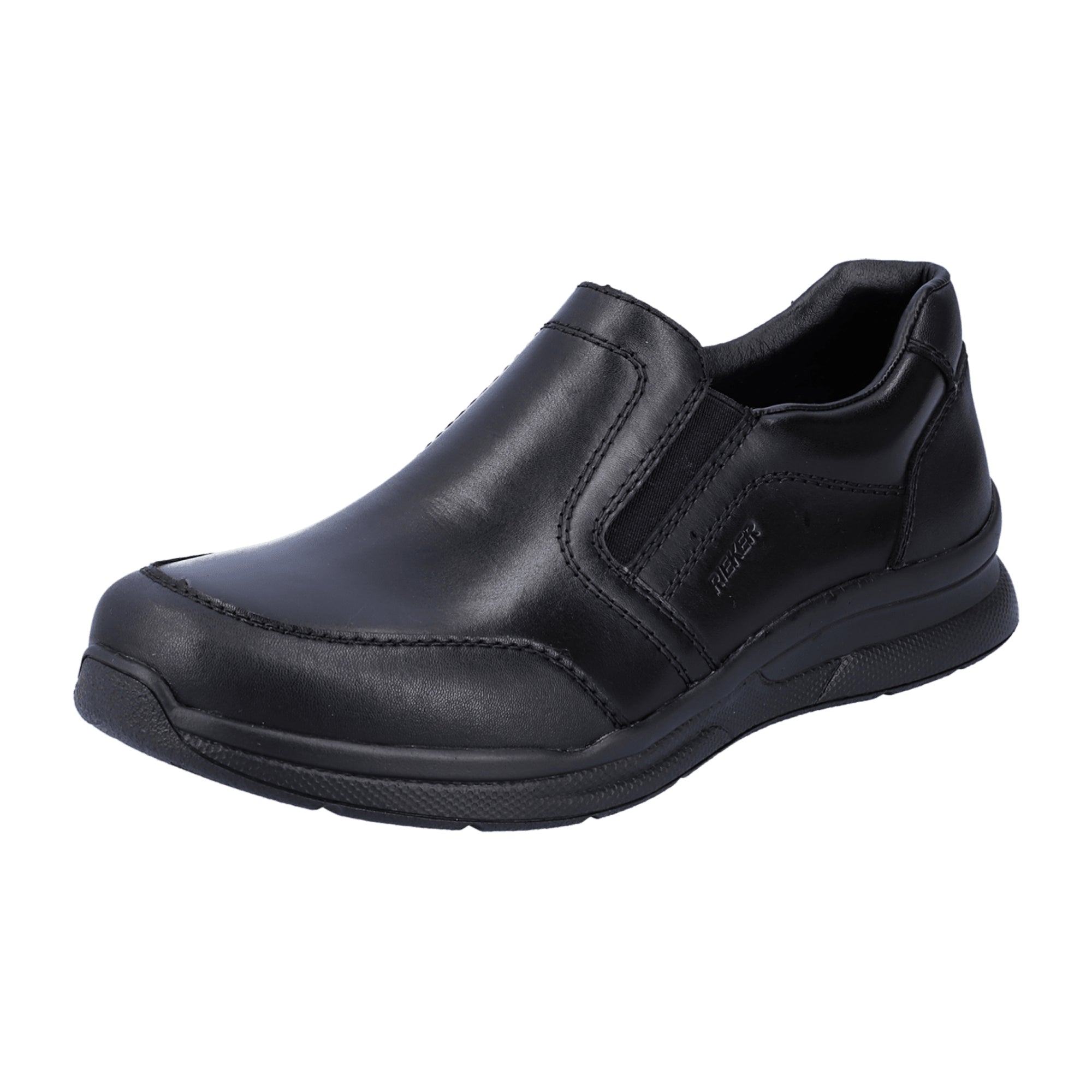 Rieker Men's Black Slip-On Leather Shoes with Shock-Absorbing Sole