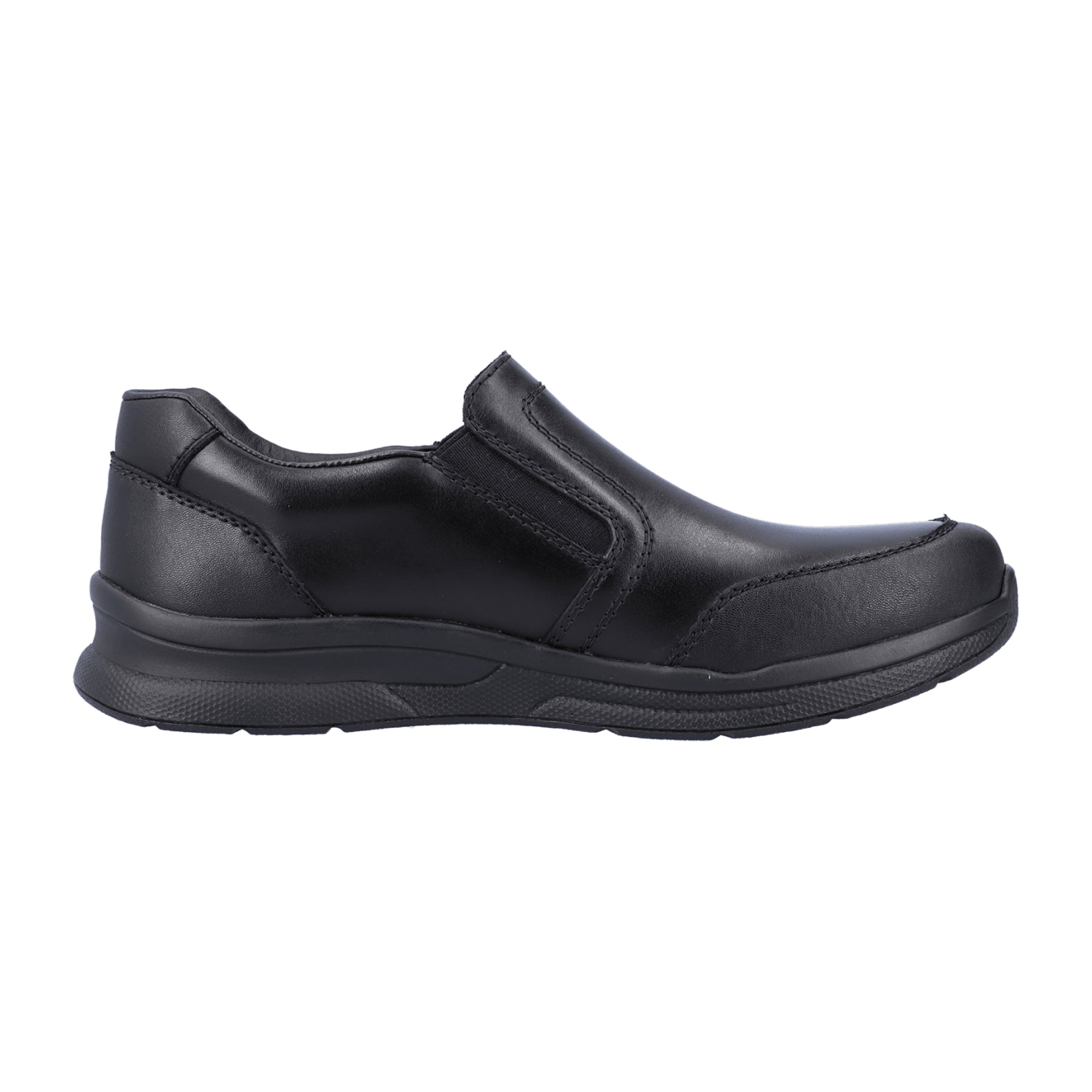 Rieker Men's Black Slip-On Leather Shoes with Shock-Absorbing Sole