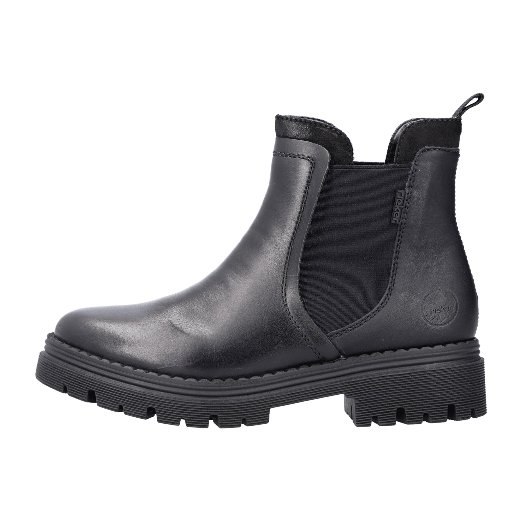 Rieker Chelsea Boots Black for Women with Warm Lining and Easy Slip-On Design