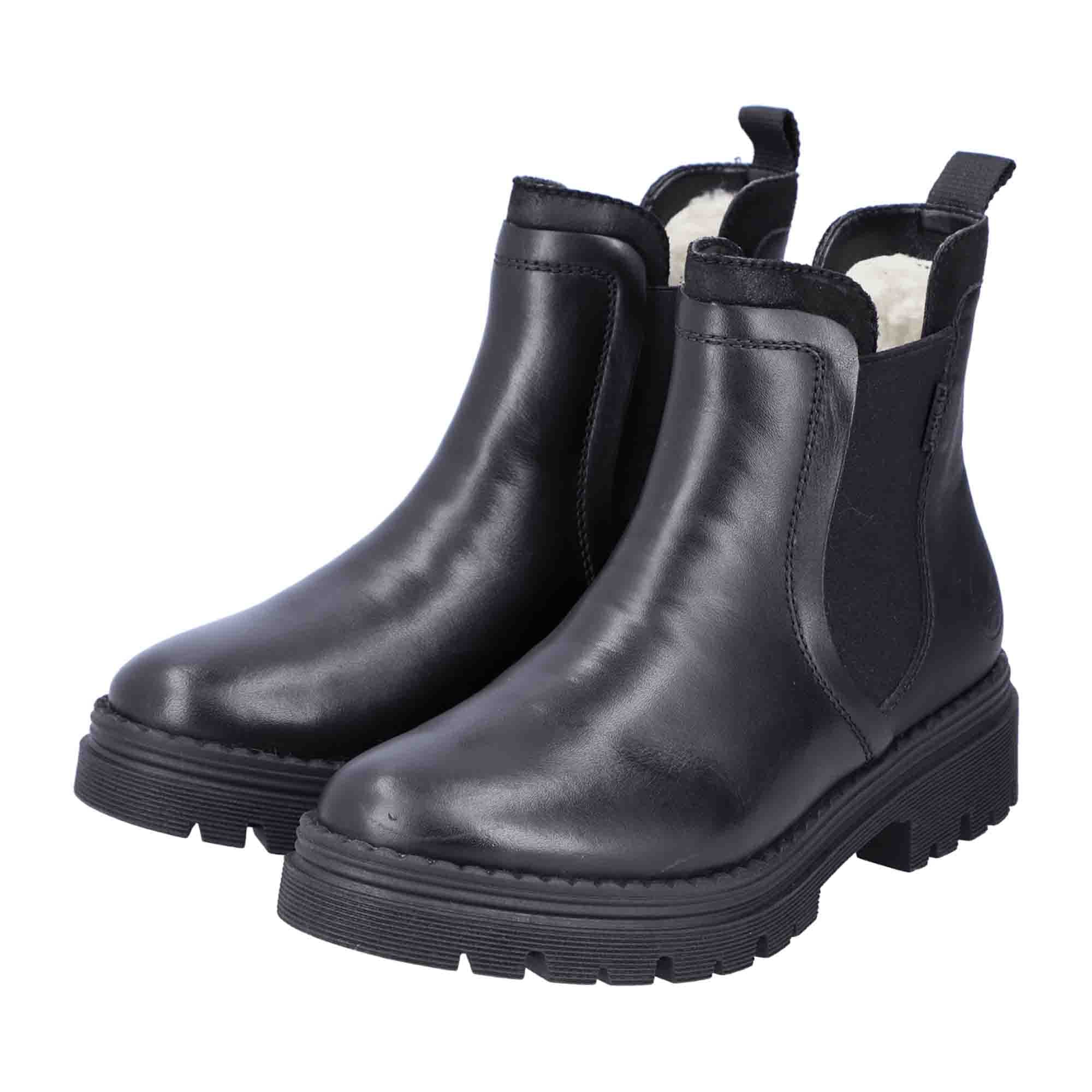 Rieker Chelsea Boots Black for Women with Warm Lining and Easy Slip-On Design