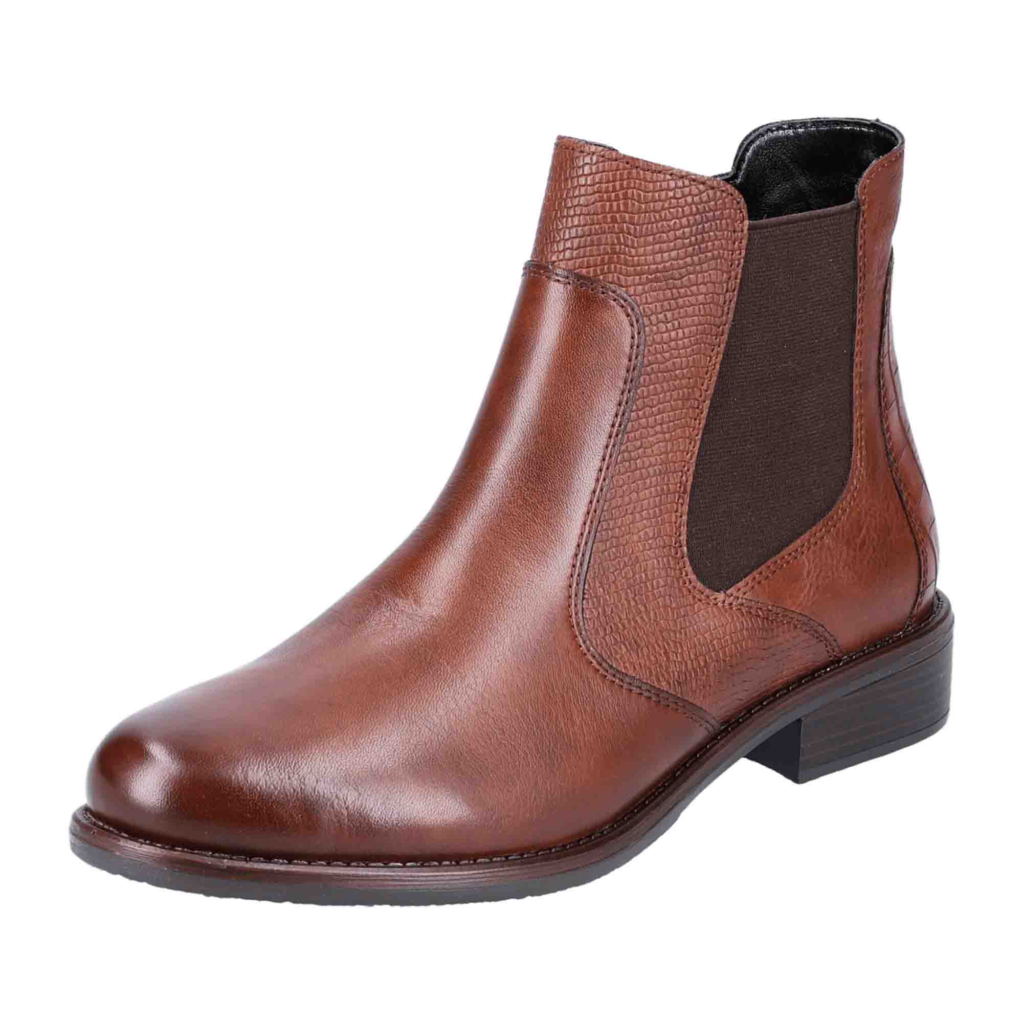 Remonte Women's Brown Chelsea Boots with Side Zipper and Warm Lining