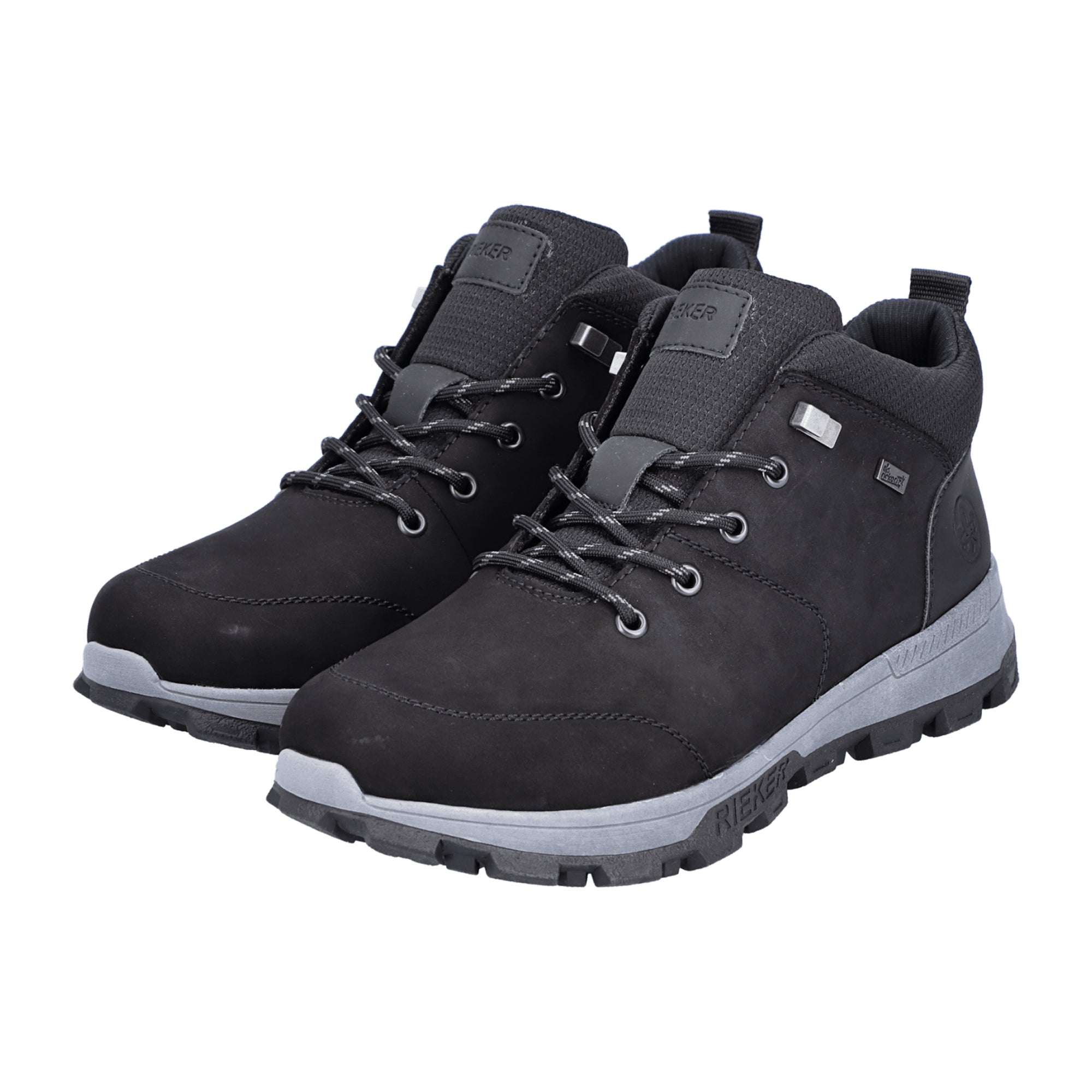 Rieker Men's Comfortable Black Lace-Up Shoes Warm Water-Resistant Casual Boots