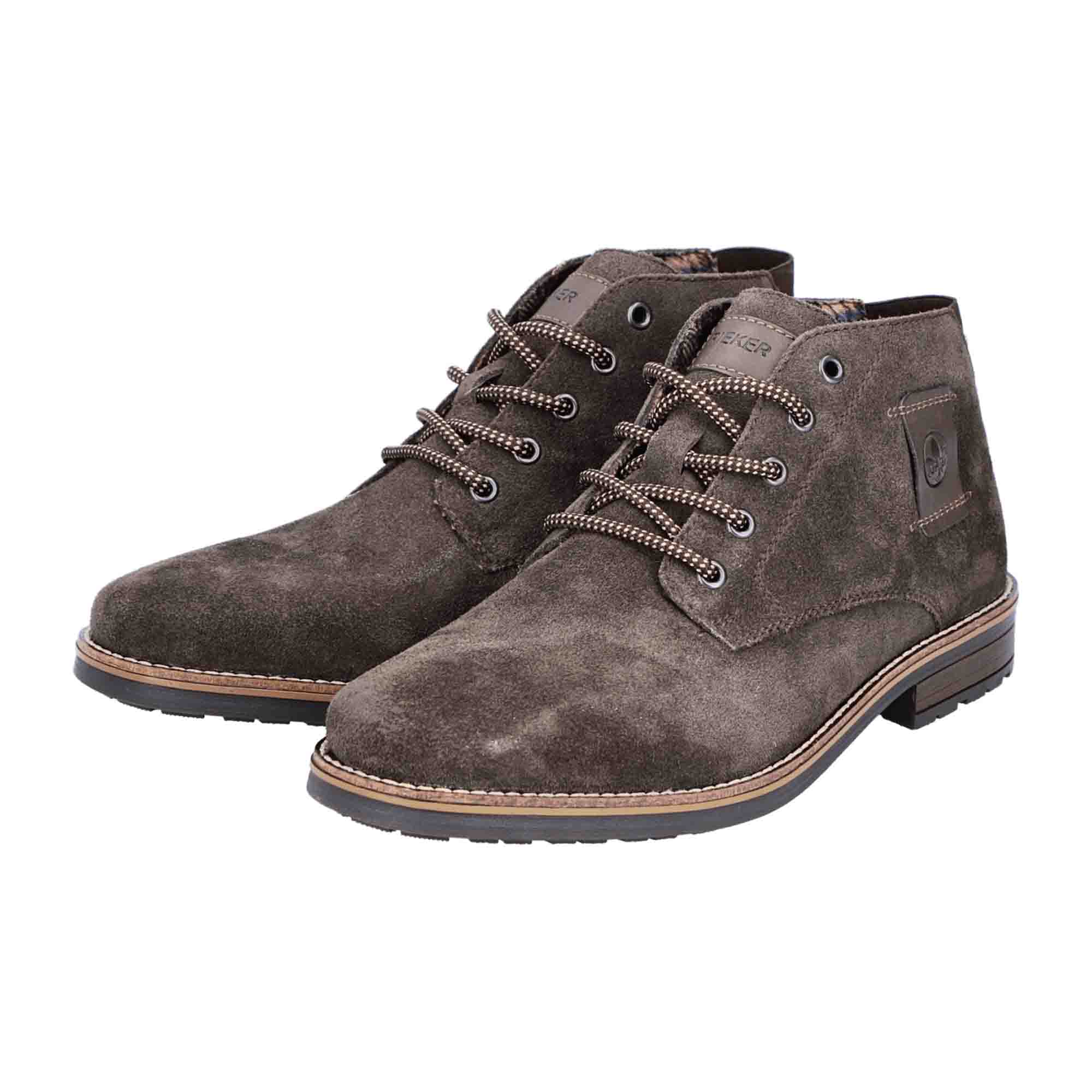 Rieker Men's Brown Ankle Boots Comfortable Lace-Up Shoes with Soft Insole