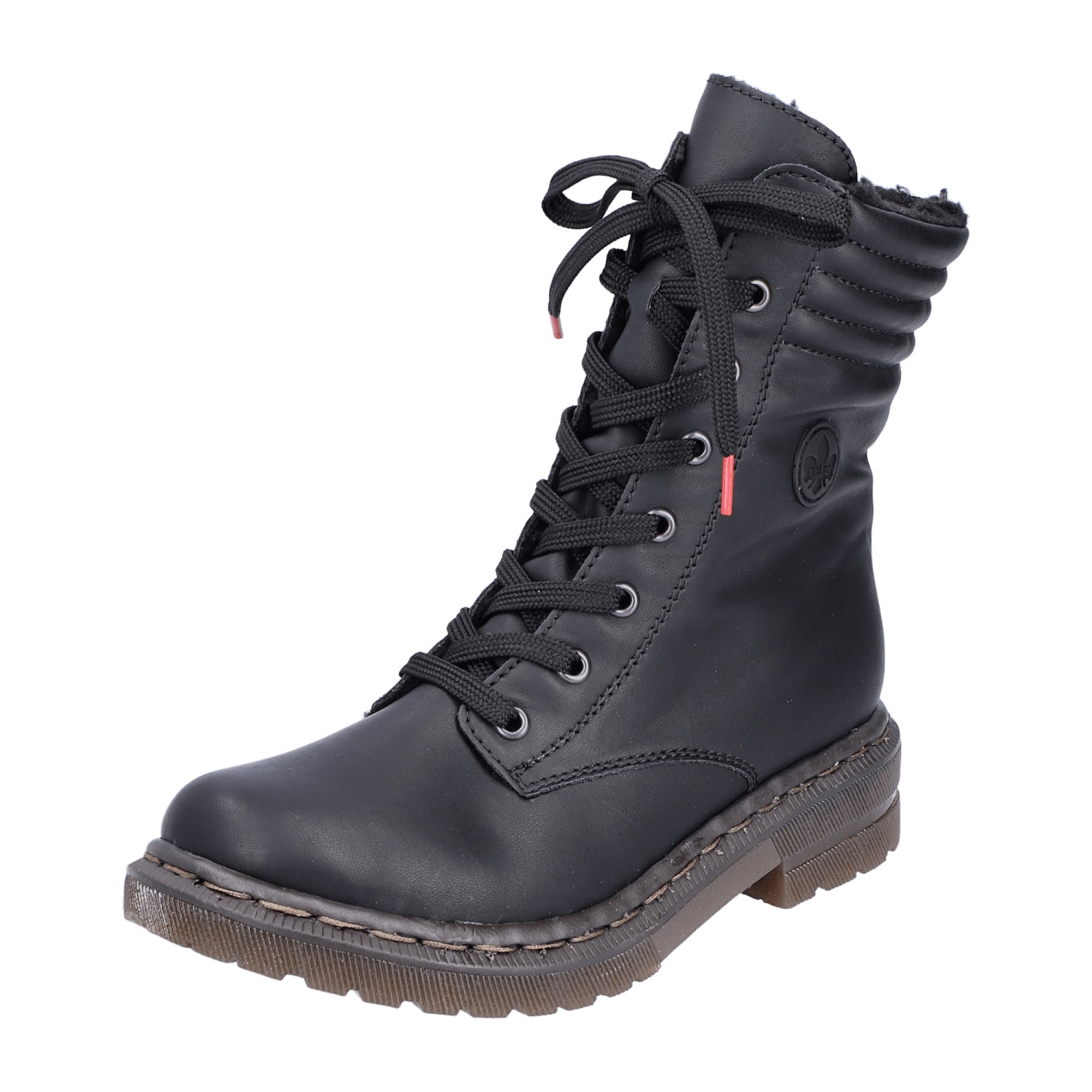 Rieker HWK Women's Black Boots with Warm Lining and Easy Zip Lace Closure