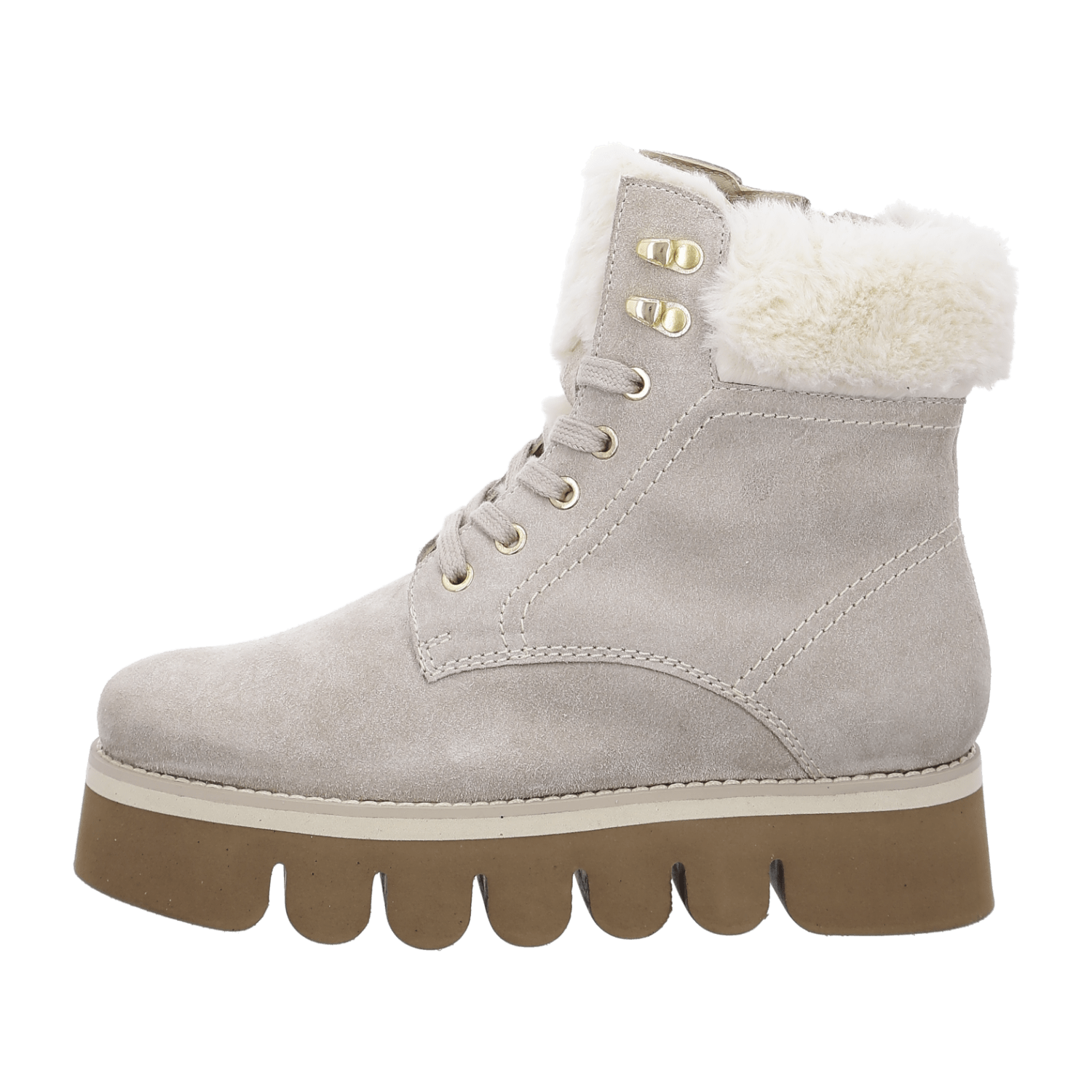 ARA Vigonza Women's Winter Booties in Beige Suede with Leather Lining, Pull-On