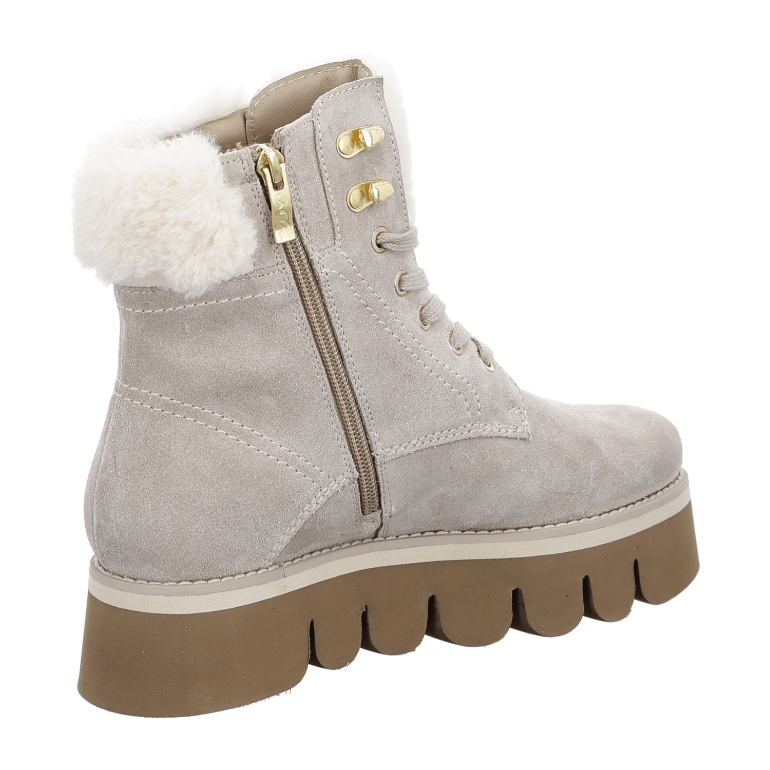 ARA Vigonza Women's Winter Booties in Beige Suede with Leather Lining, Pull-On