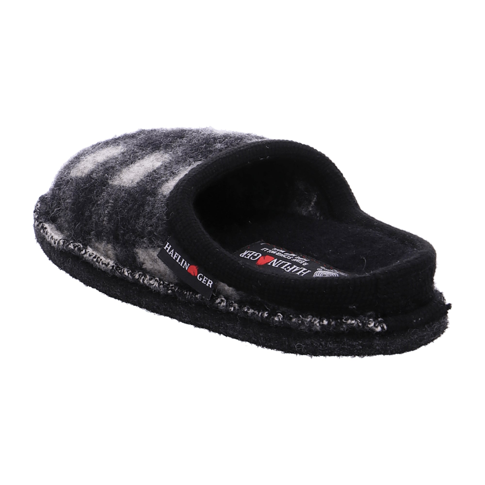 Haflinger Flair Plaid Wool Slippers for Women - Grey and Off-White Checkered