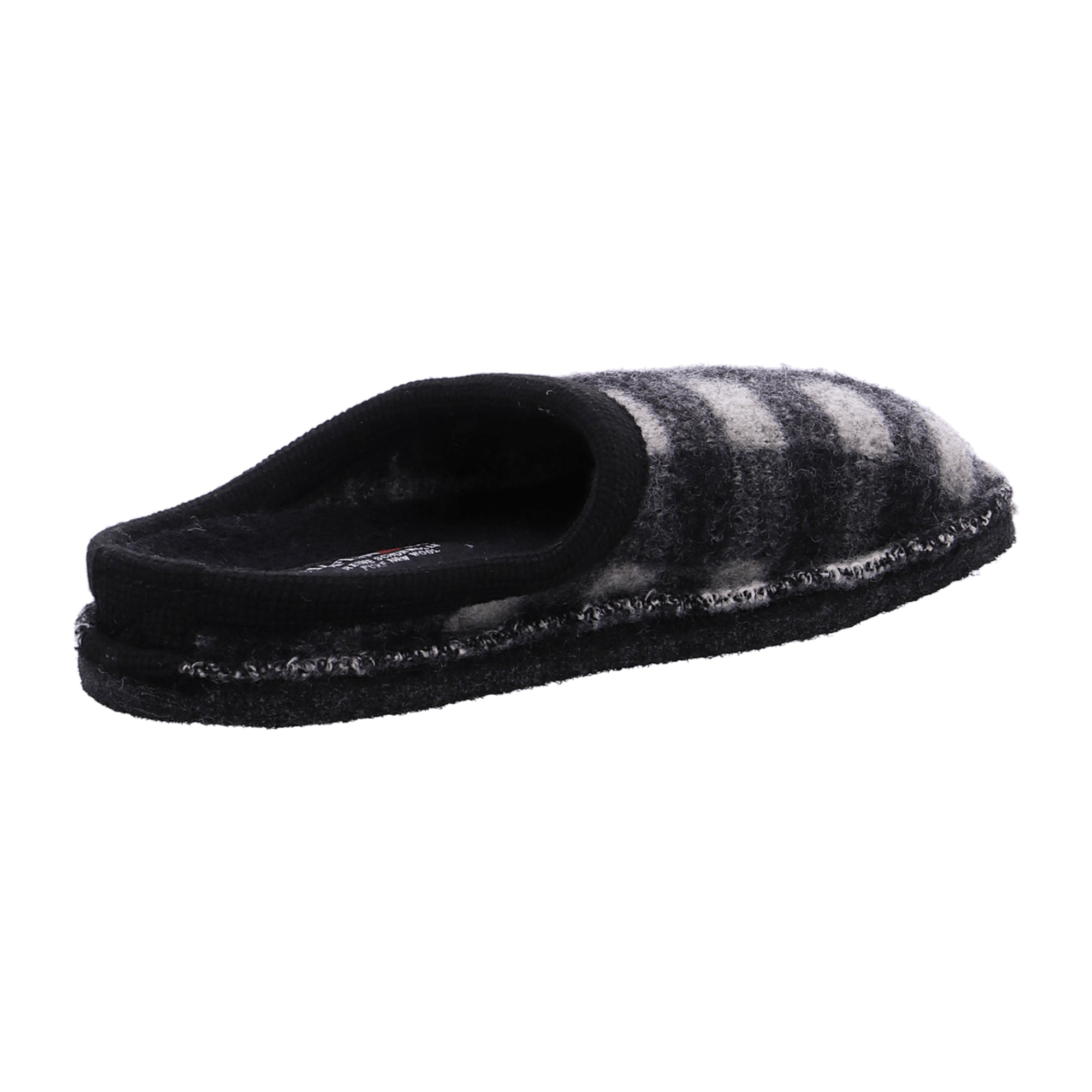 Haflinger Flair Plaid Wool Slippers for Women - Grey and Off-White Checkered