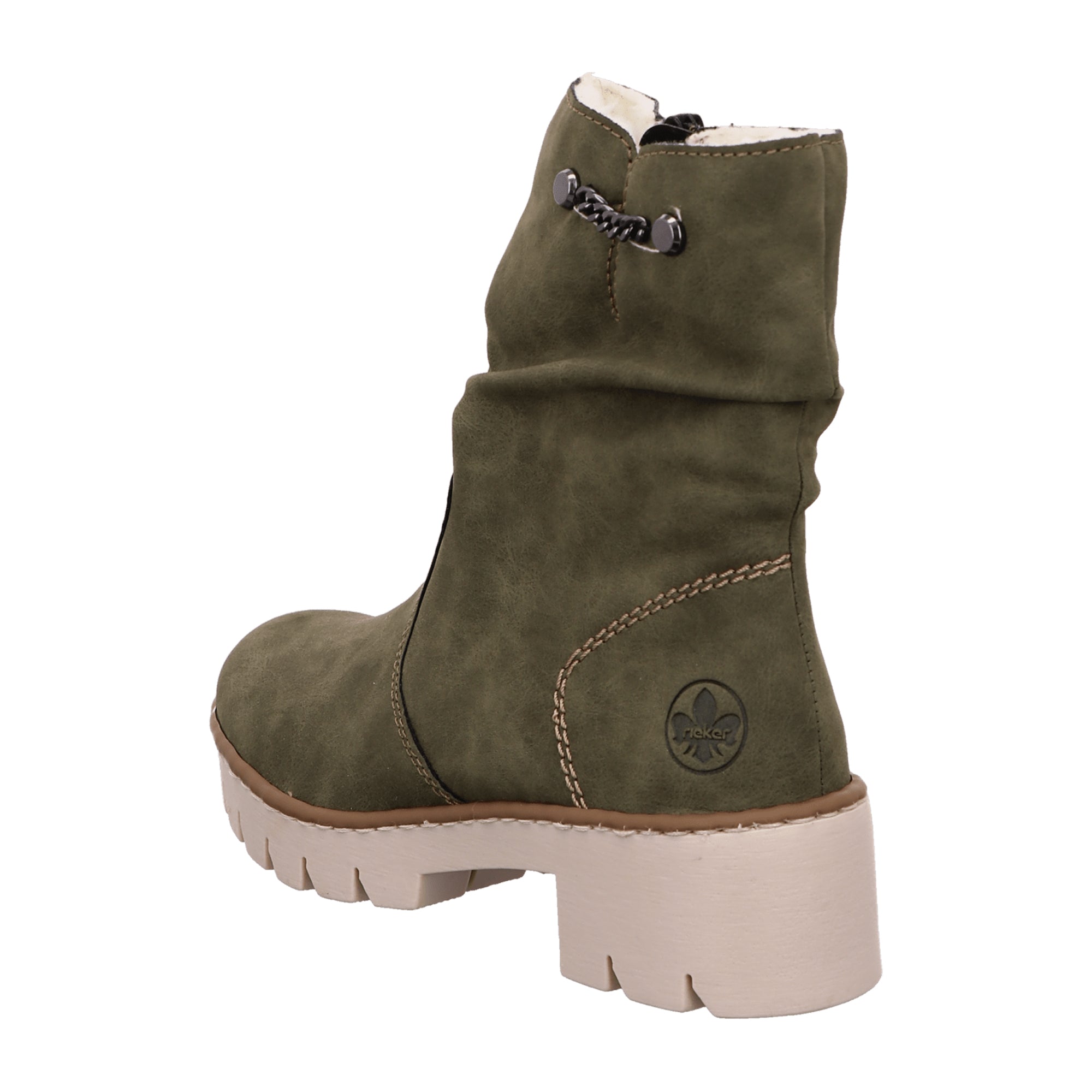Rieker Women's Classic Brown Ankle Boots with Block Heel and Zipper Closure