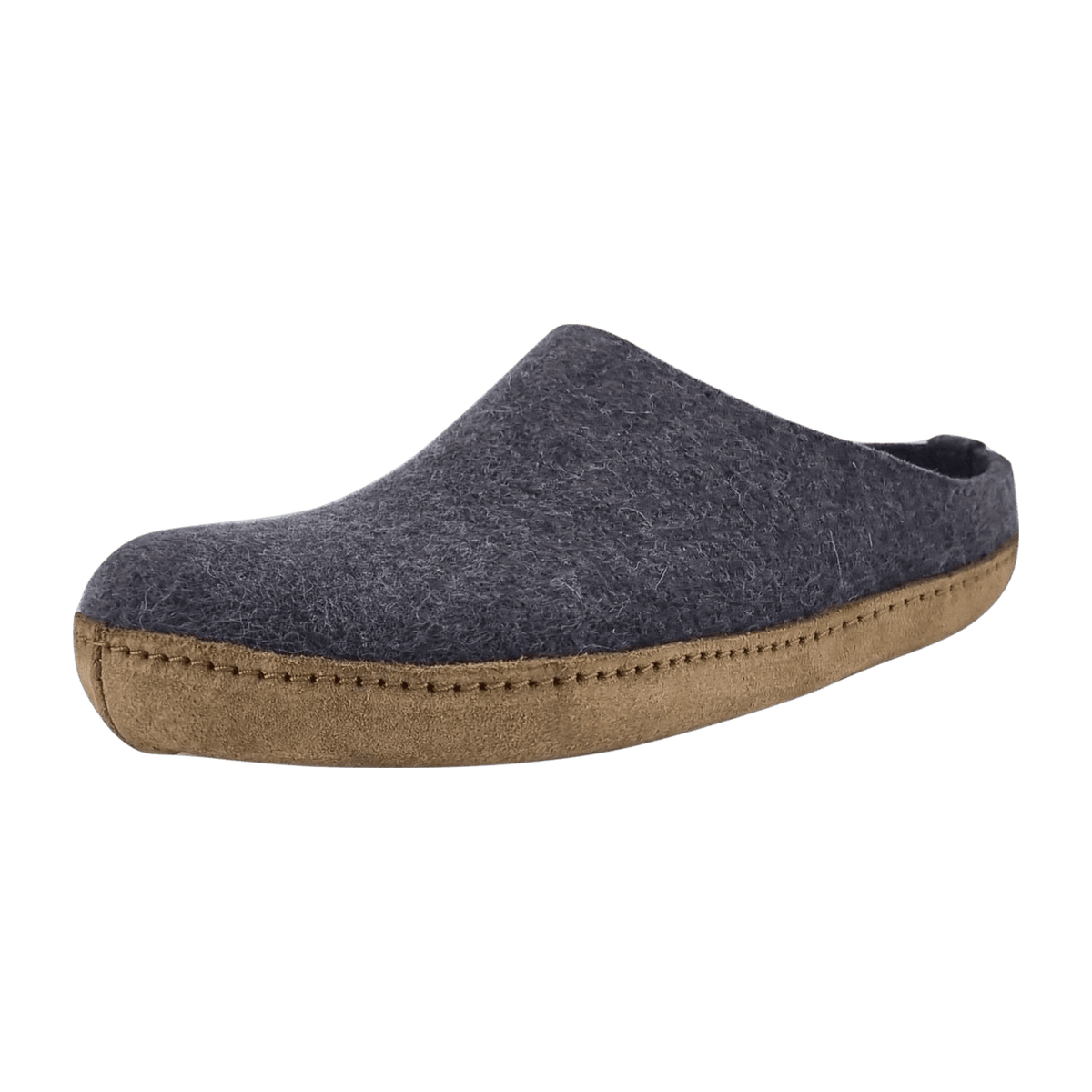 Haflinger Emils Toffel Women's Wool Felt Slippers with Leather Sole - Anthracite