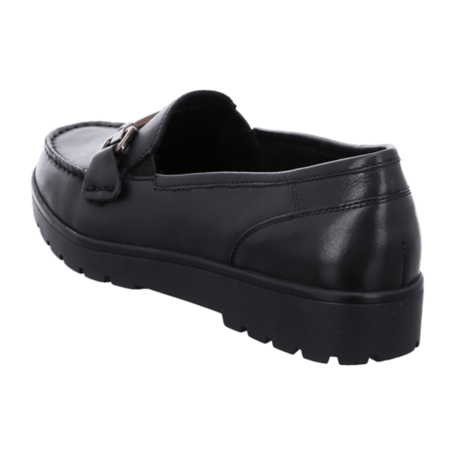 ARA DALLAS Women's Moccasin Smooth Leather Pull-On Black Round Toe Textile Lining Synthetic Rubber Sole