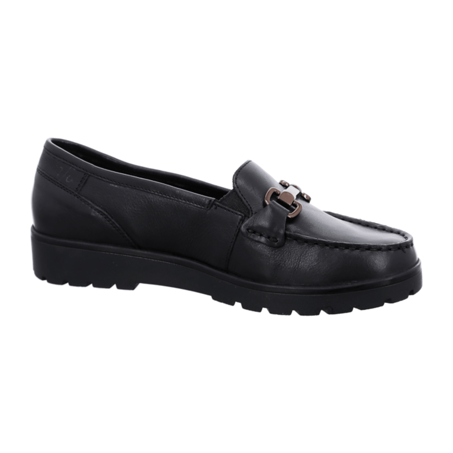 ARA DALLAS Women's Moccasin Smooth Leather Pull-On Black Round Toe Textile Lining Synthetic Rubber Sole
