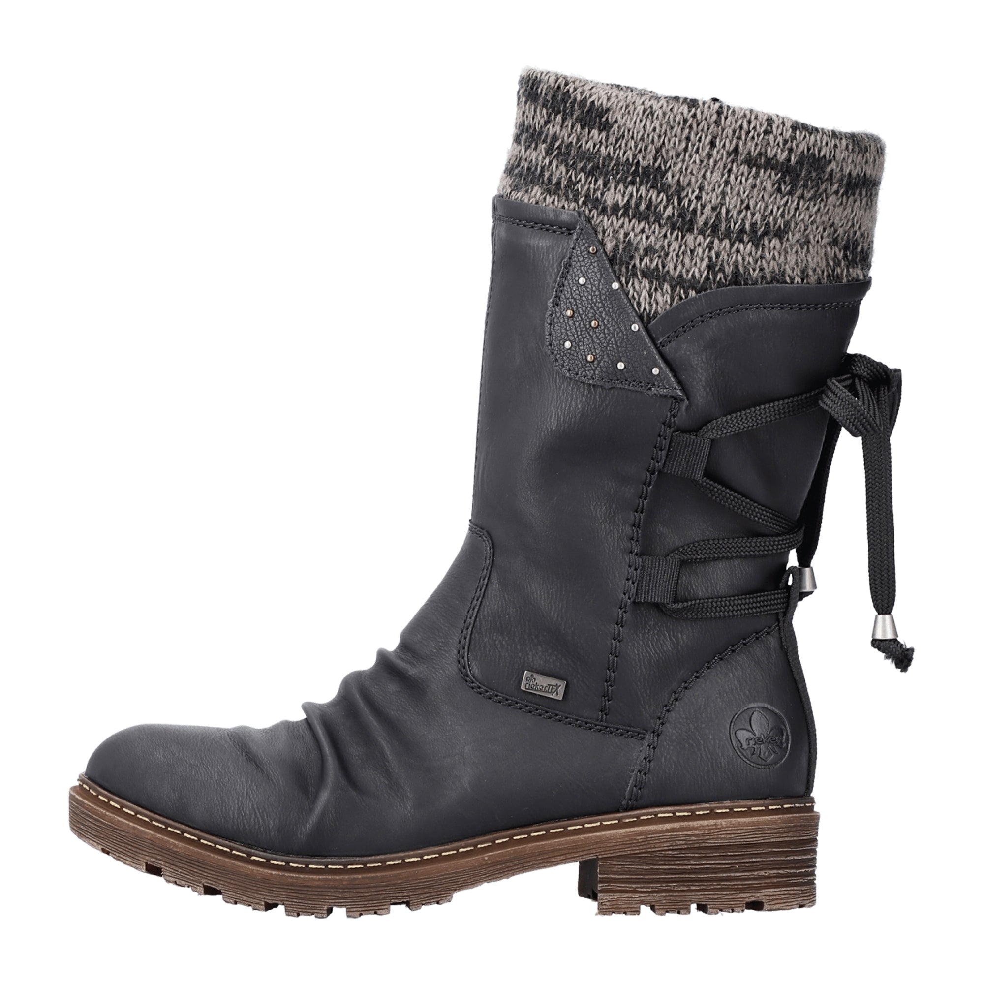 Rieker Women's Black City Boots with Side Zipper and Warm Lining