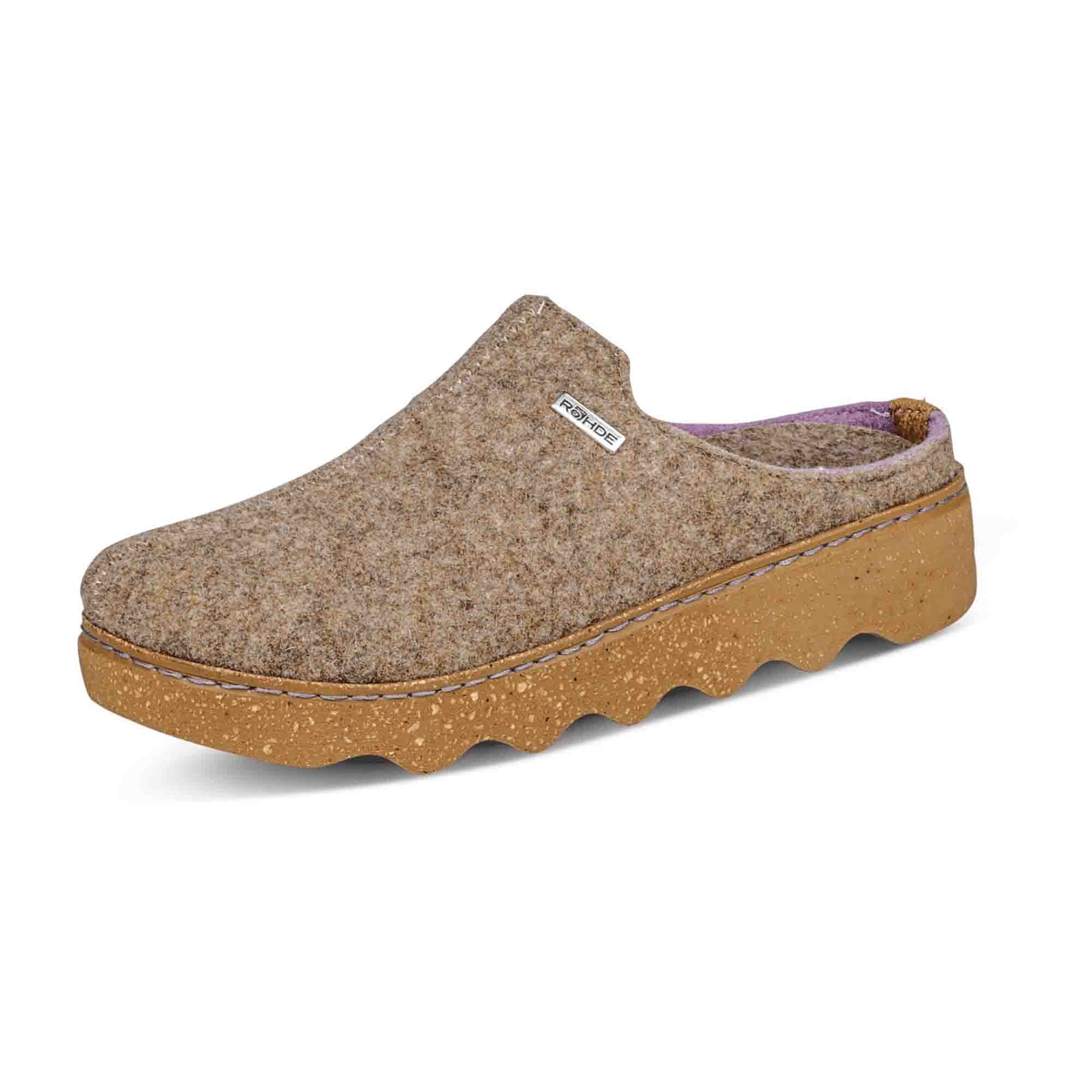 Rohde Foggia Womens Beige Slip-On Shoes Warm Lined Felt Material Winter