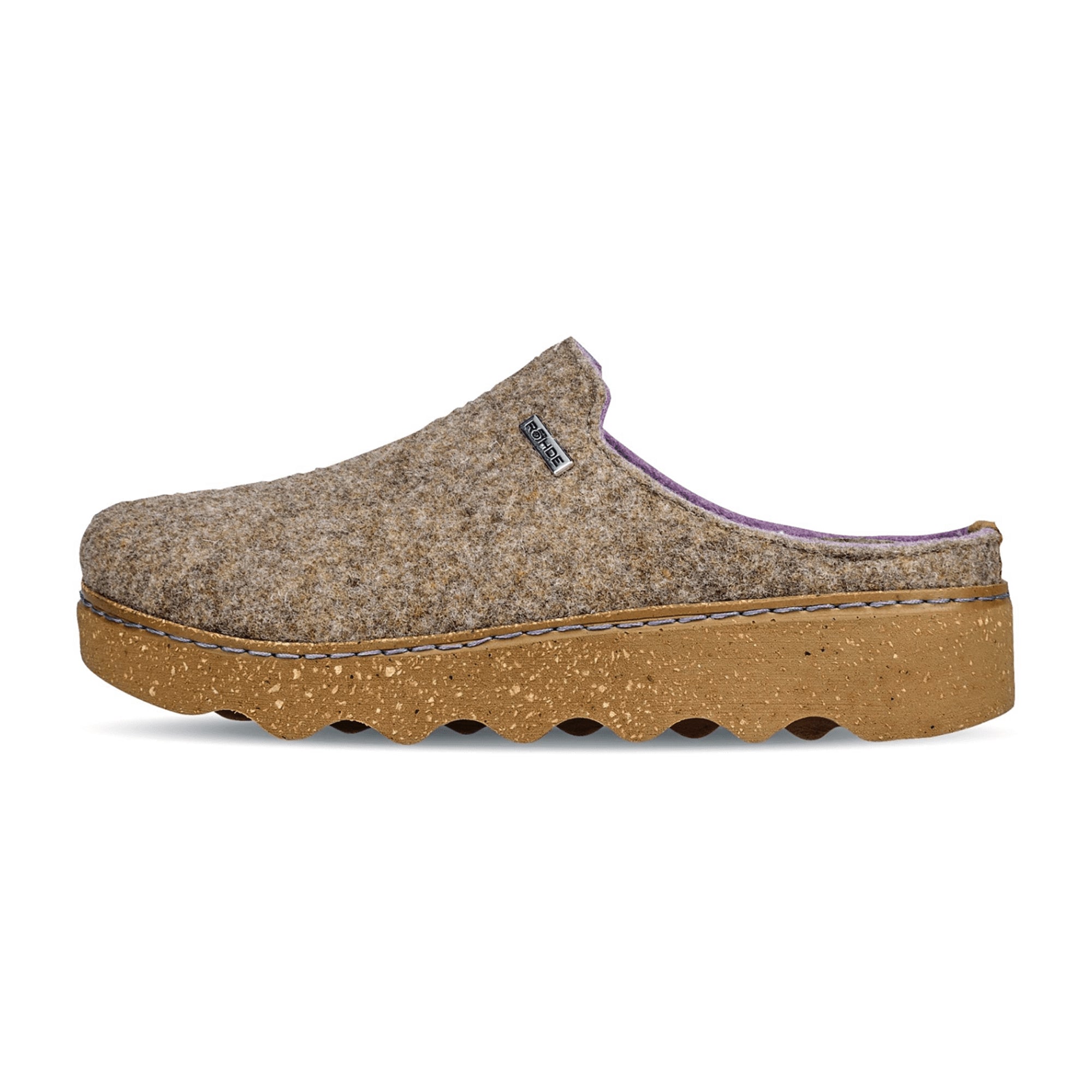 Rohde Foggia Womens Beige Slip-On Shoes Warm Lined Felt Material Winter
