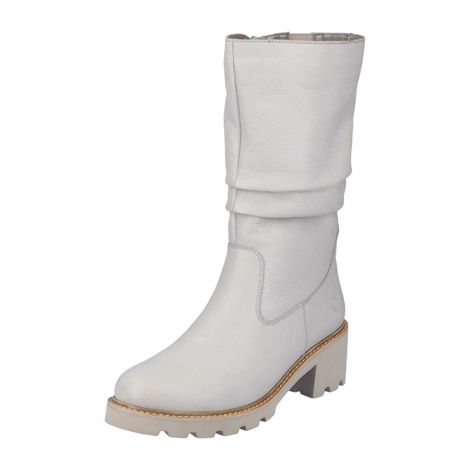 Remonte D0A7580 Women's White High Shaft Leather Boots with Side Zipper