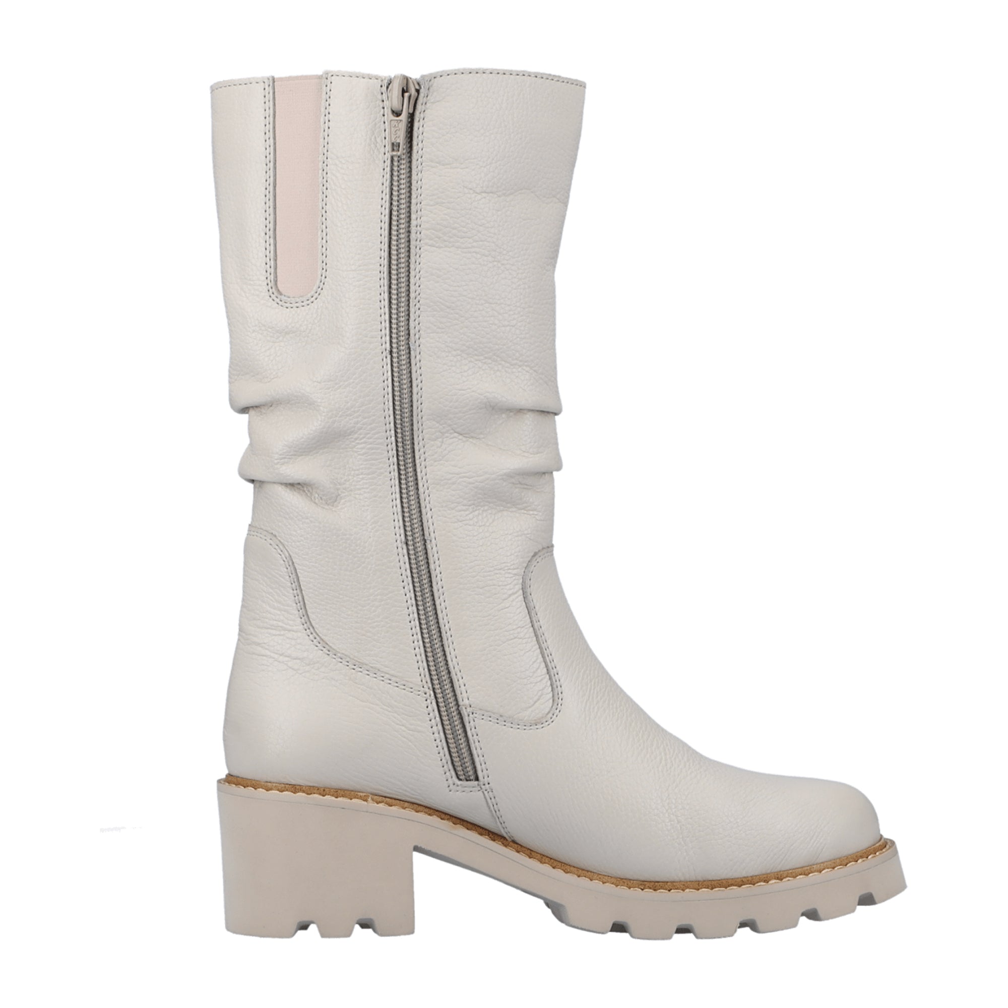 Remonte D0A7580 Women's White High Shaft Leather Boots with Side Zipper