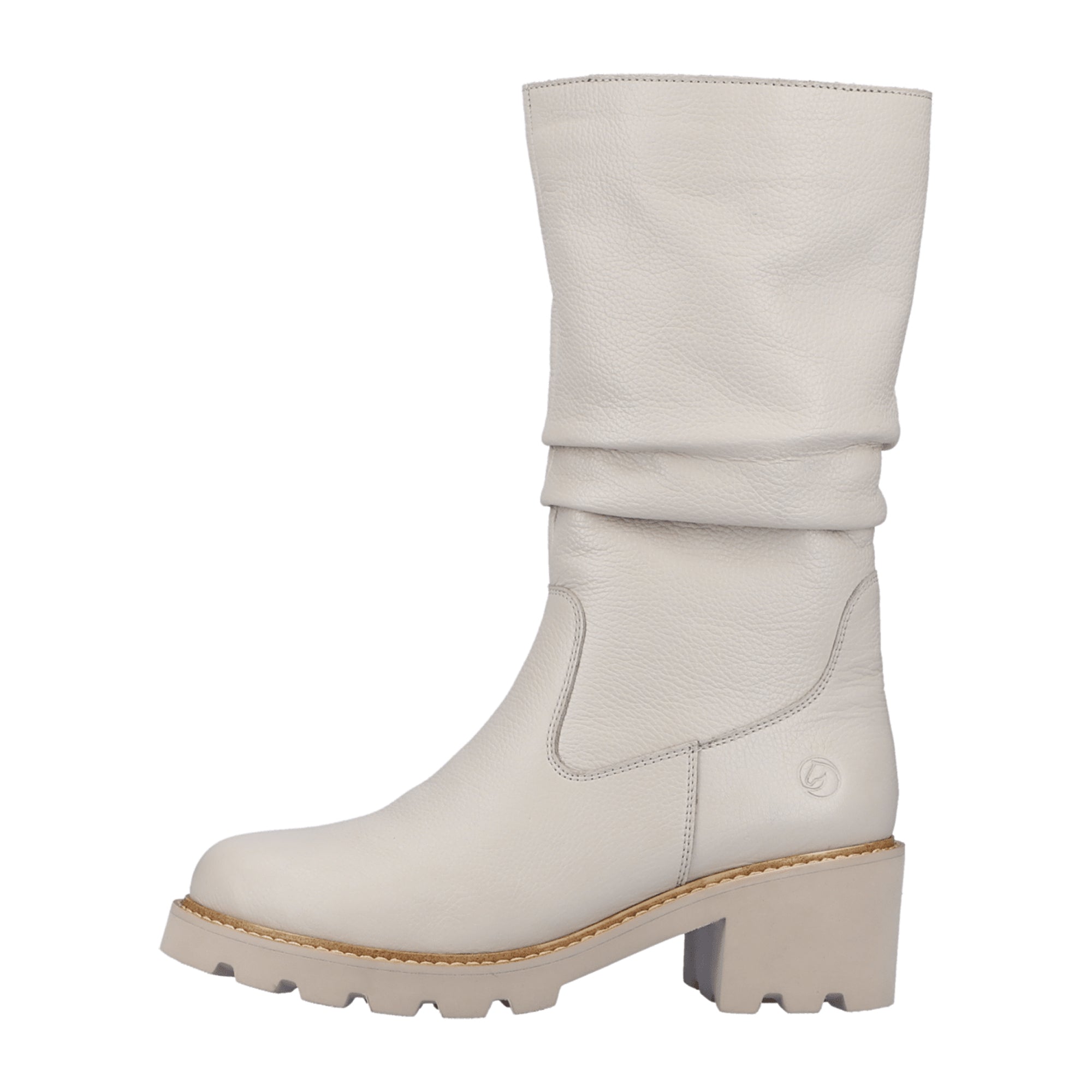 Remonte D0A7580 Women's White High Shaft Leather Boots with Side Zipper