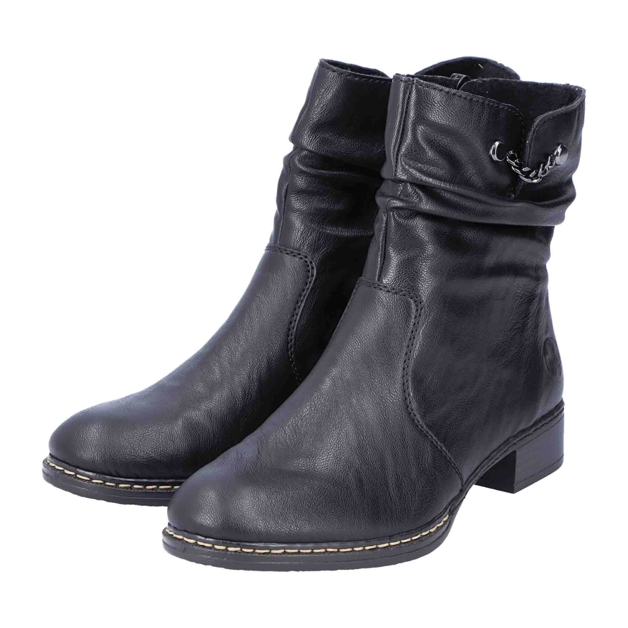 Rieker HWK Women's Black Boots for Fall Winter Dust and Dirt Resistant